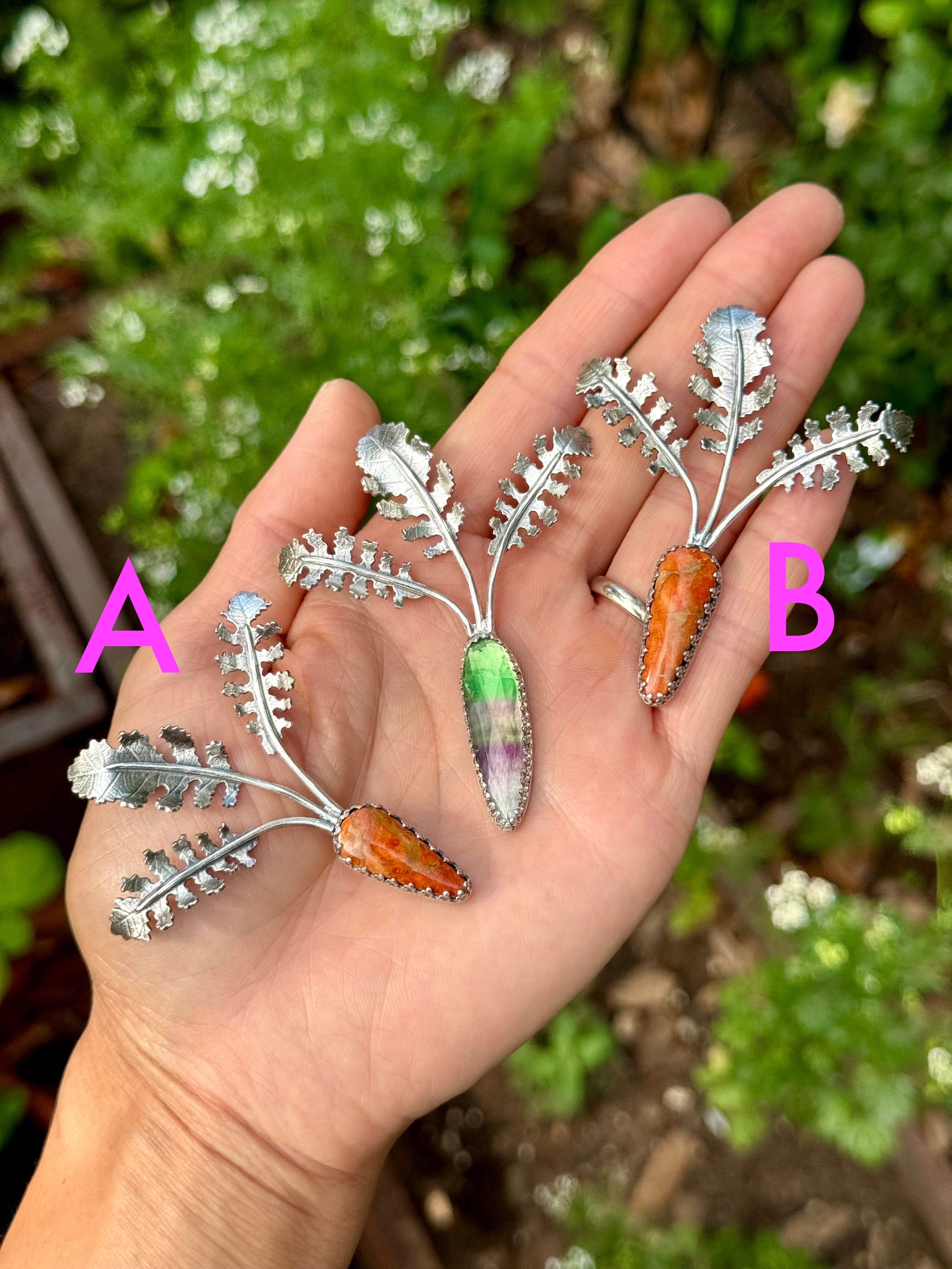 Artisanlab Sterling Silver Apple Coral Carrot Necklace -Harvest Mini Collection