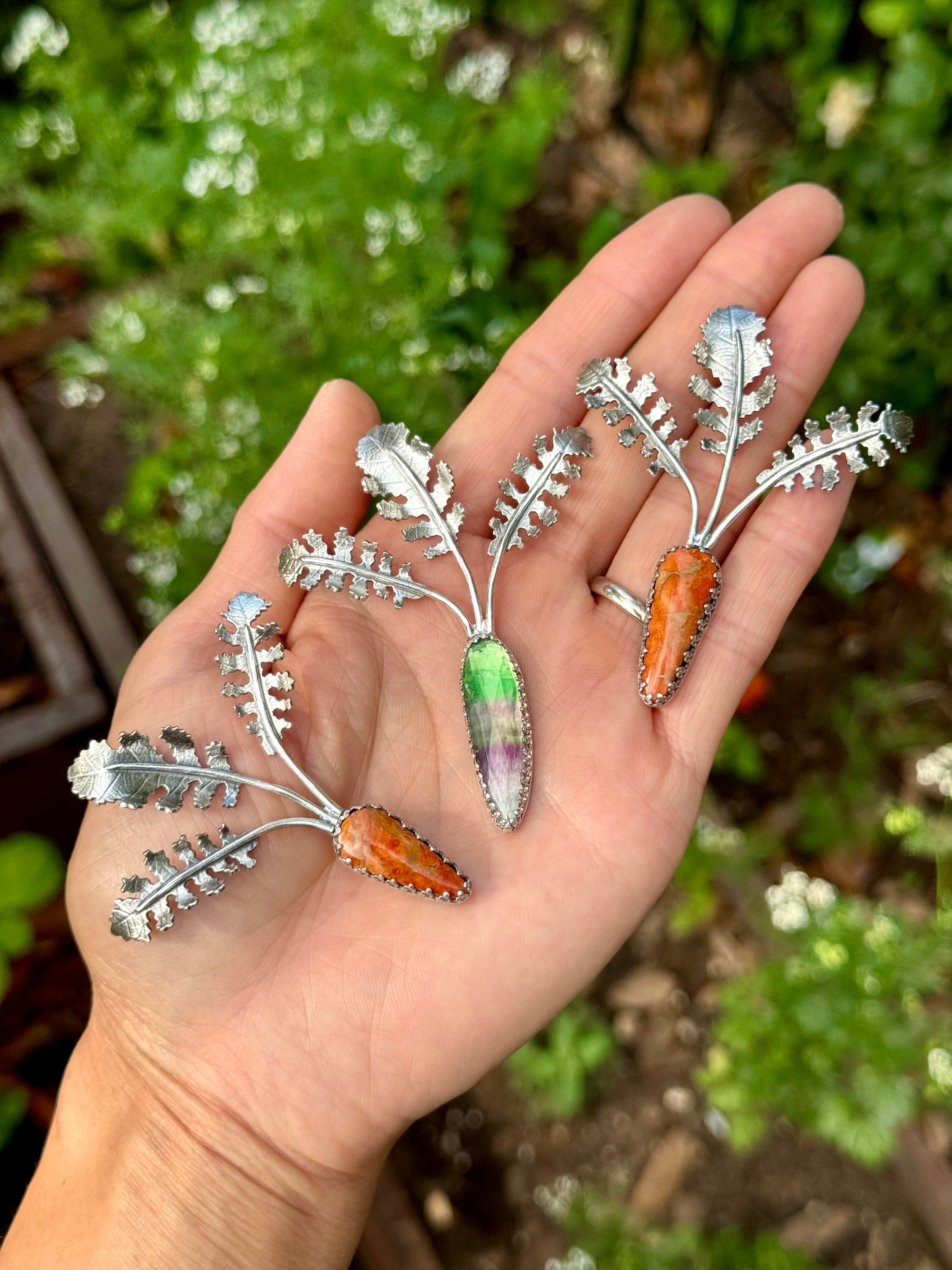 Artisanlab Sterling Silver Apple Coral Carrot Necklace -Harvest Mini Collection