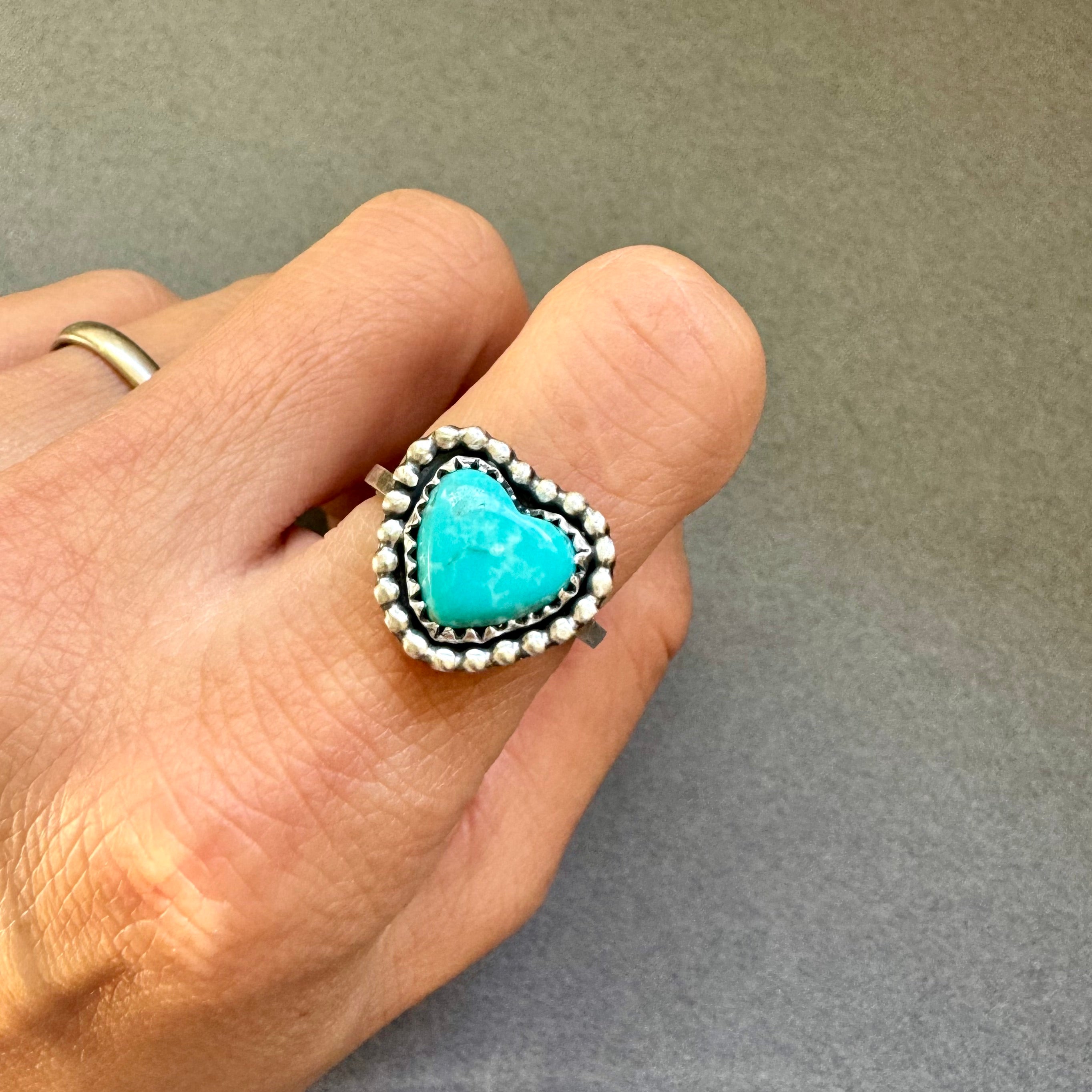 ArtisanLab Jewelry Kingman Turquoise Mini Heart Stacking Ring