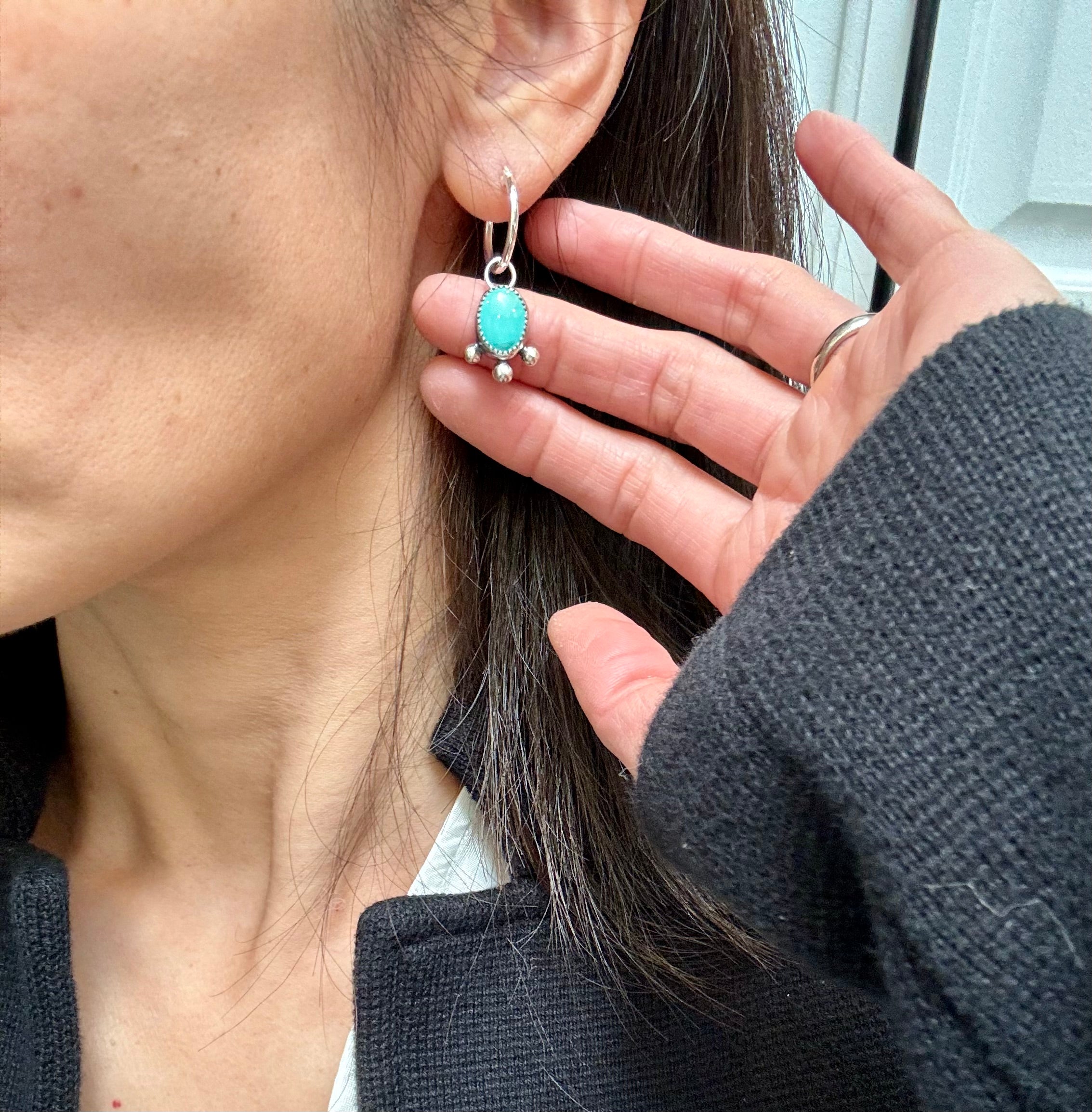 Artisanlab Jewelry Carico Lake Turquoise Hoop Earrings -Ready to ship