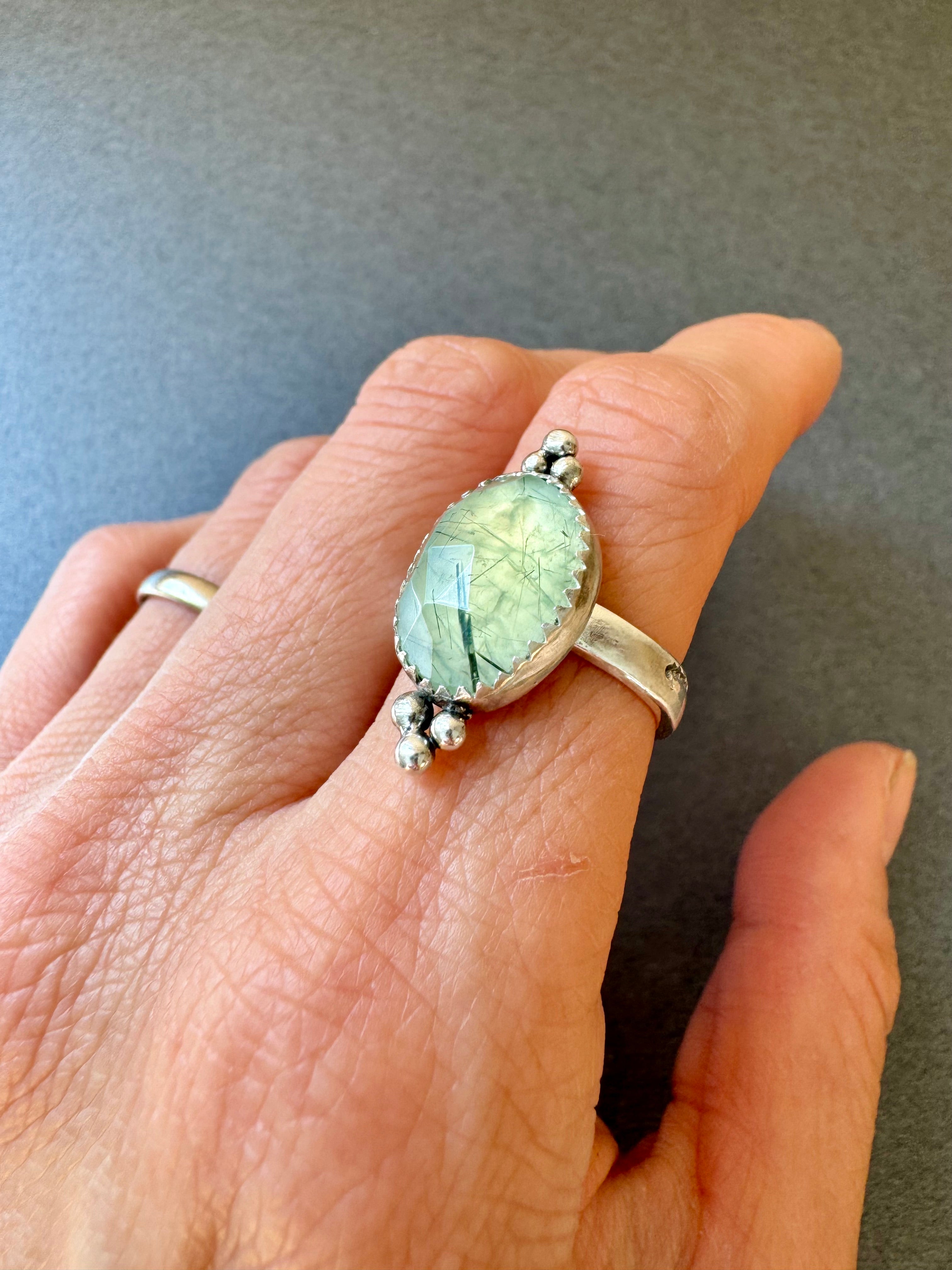 ArtisanLab Jewelry Sterling Silver Garden Ring with Prehnite