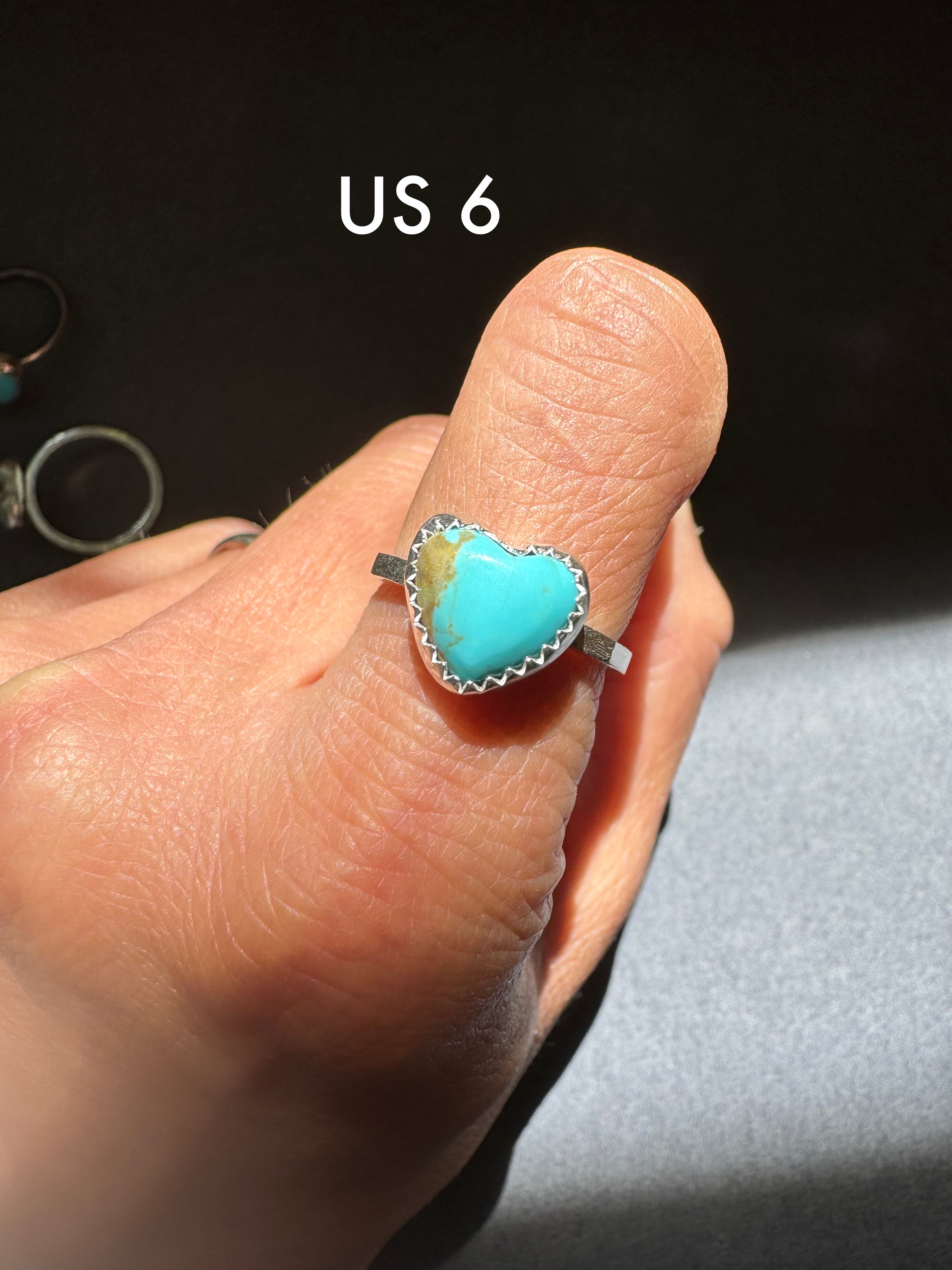 Artisanlab Jewelry Kingman Turquoise Mini Heart stacking ring