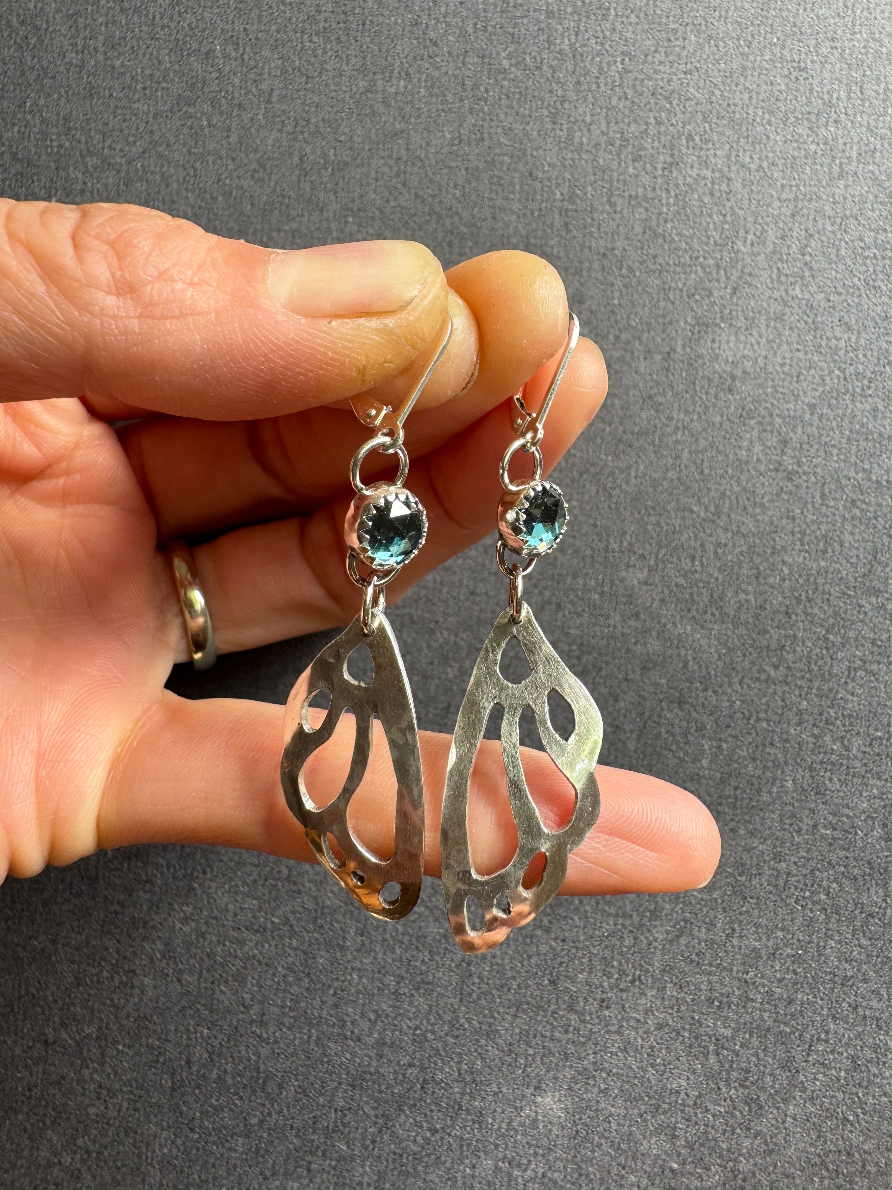 Artisanlab Jewelry Sterling silver Garden butterfly wing earrings- Ready to ship!