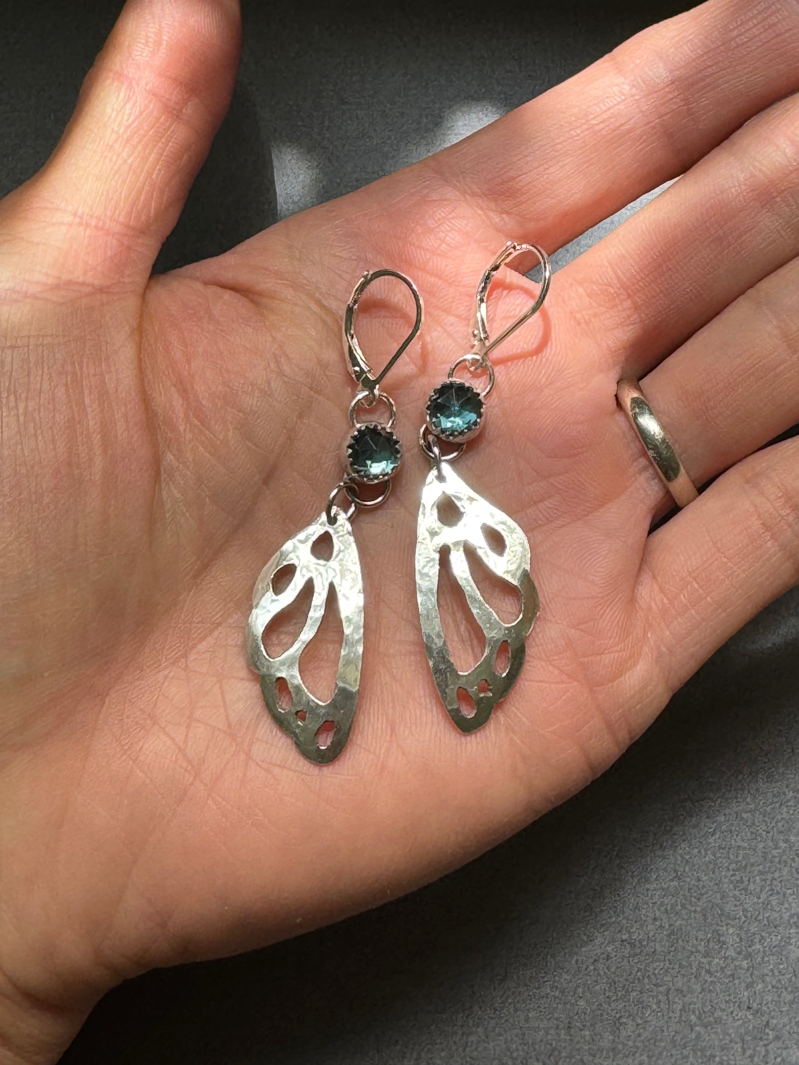 Artisanlab Jewelry Sterling silver Garden butterfly wing earrings- Ready to ship!