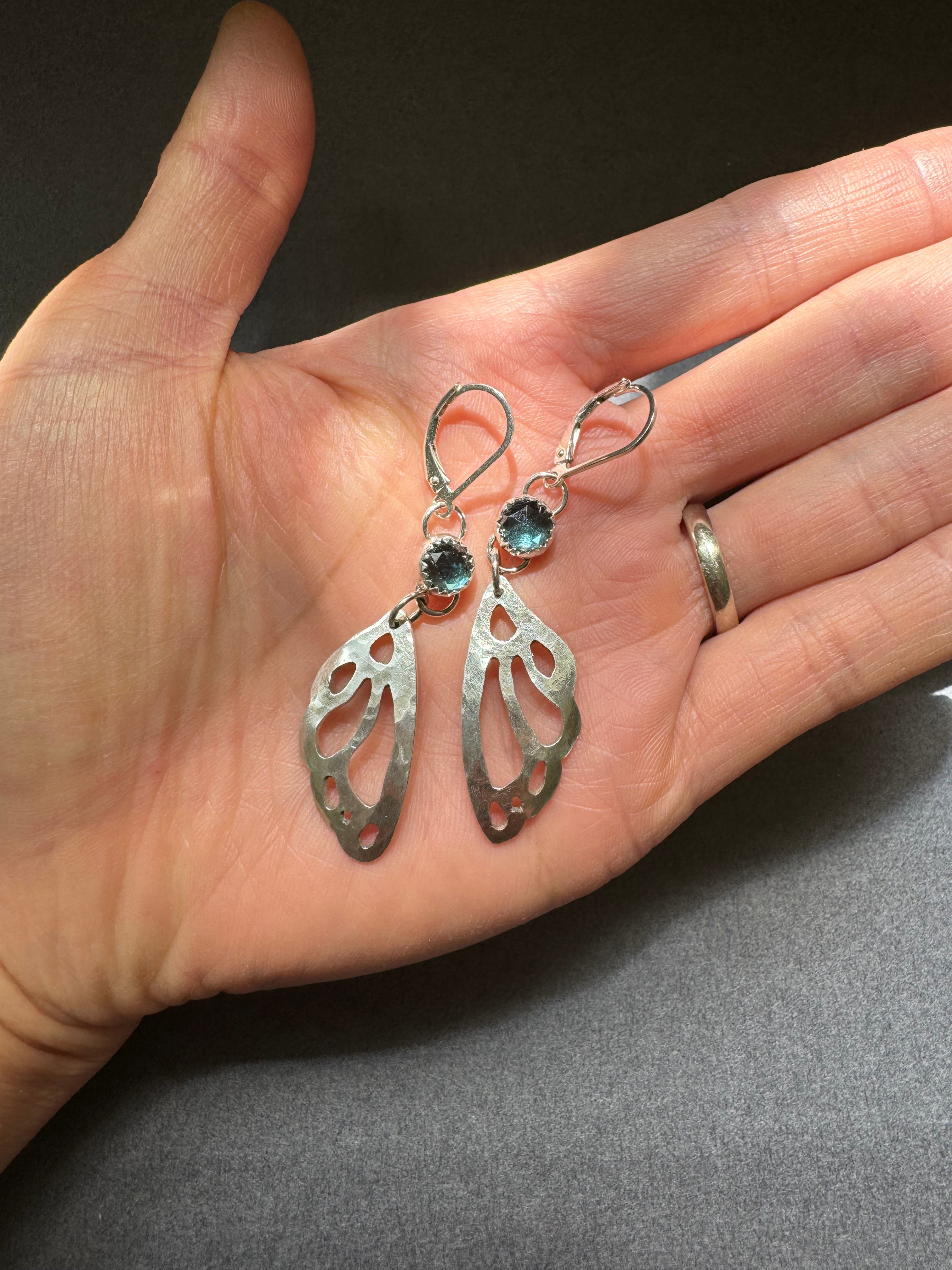 Artisanlab Jewelry Sterling silver Garden butterfly wing earrings- Ready to ship!