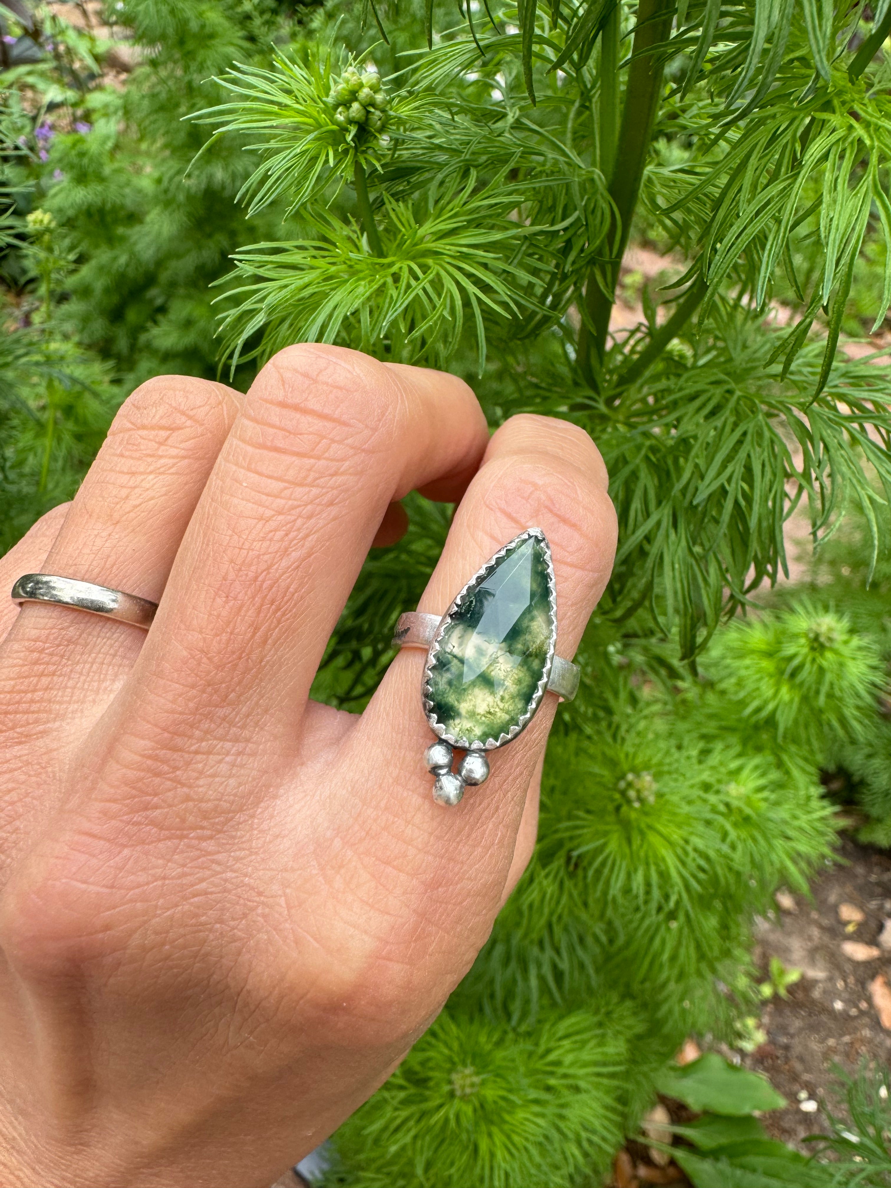 ArtisanLab Jewelry Sterling Silver Garden Ring with Moss Agate