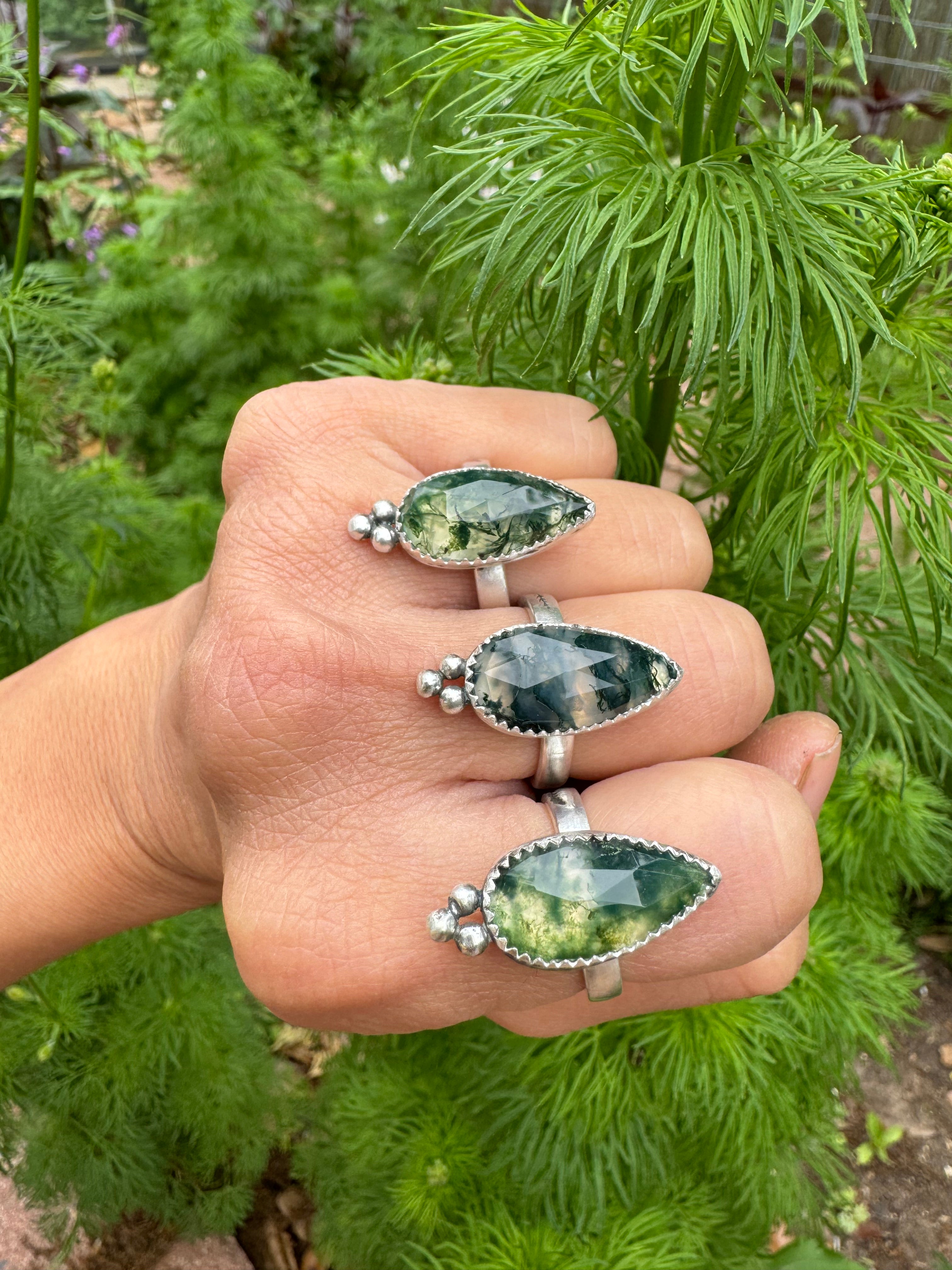 ArtisanLab Jewelry Sterling Silver Garden Ring with Moss Agate