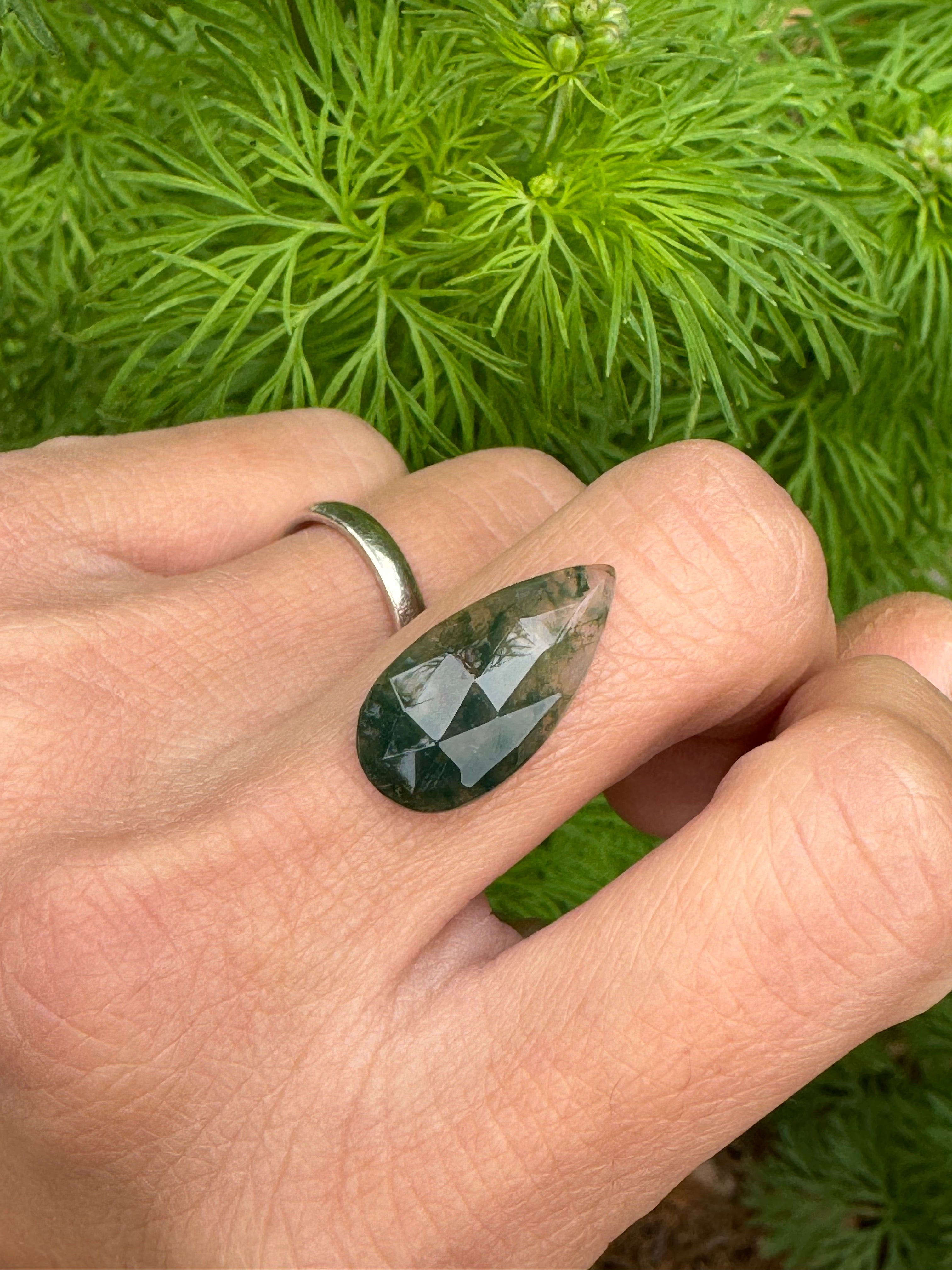 ArtisanLab Jewelry Sterling Silver Garden Ring with Moss Agate