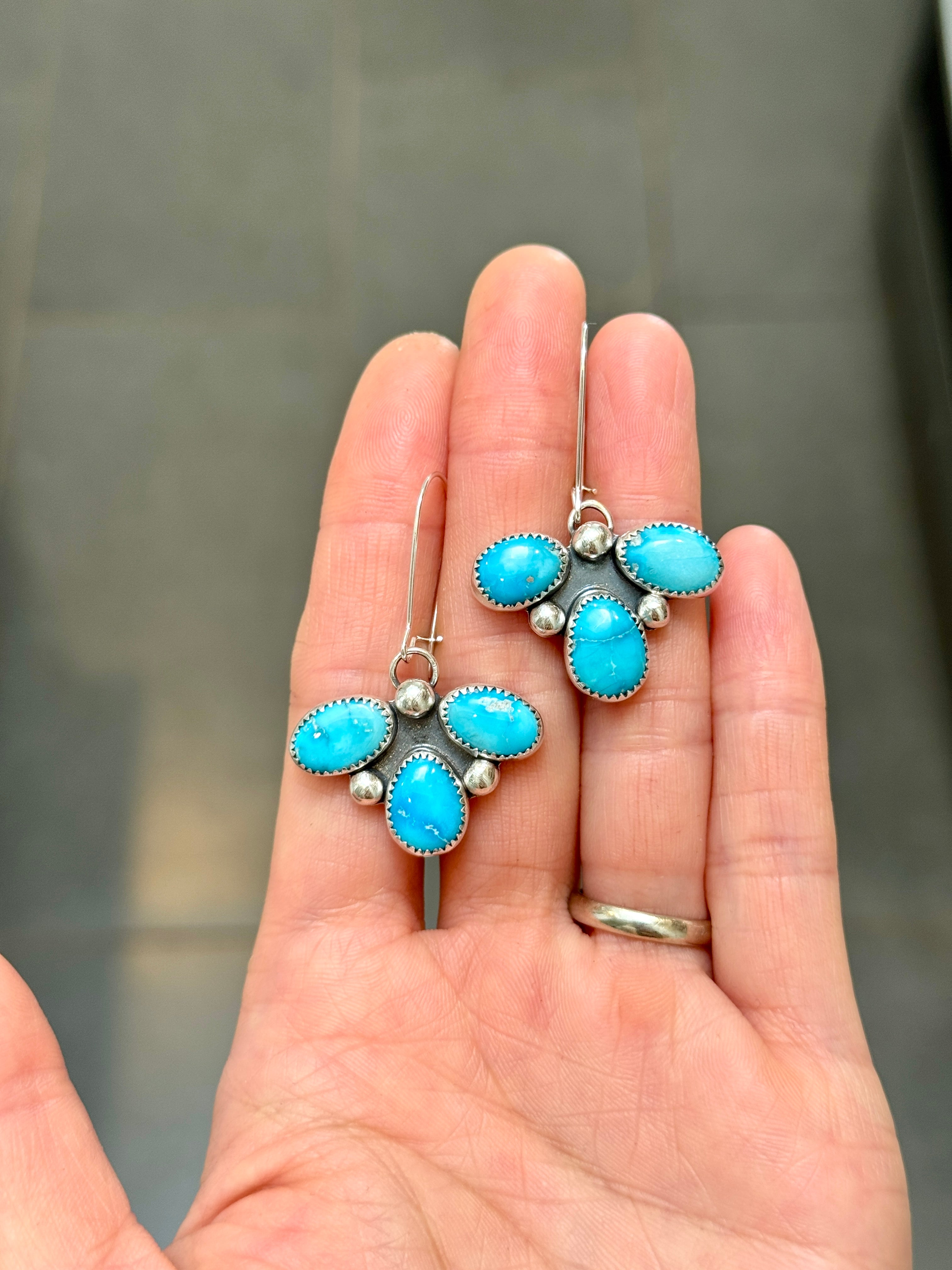 Artisanlab Jewelry Three Leaf Clover Turquoise Earrings- Ready to ship