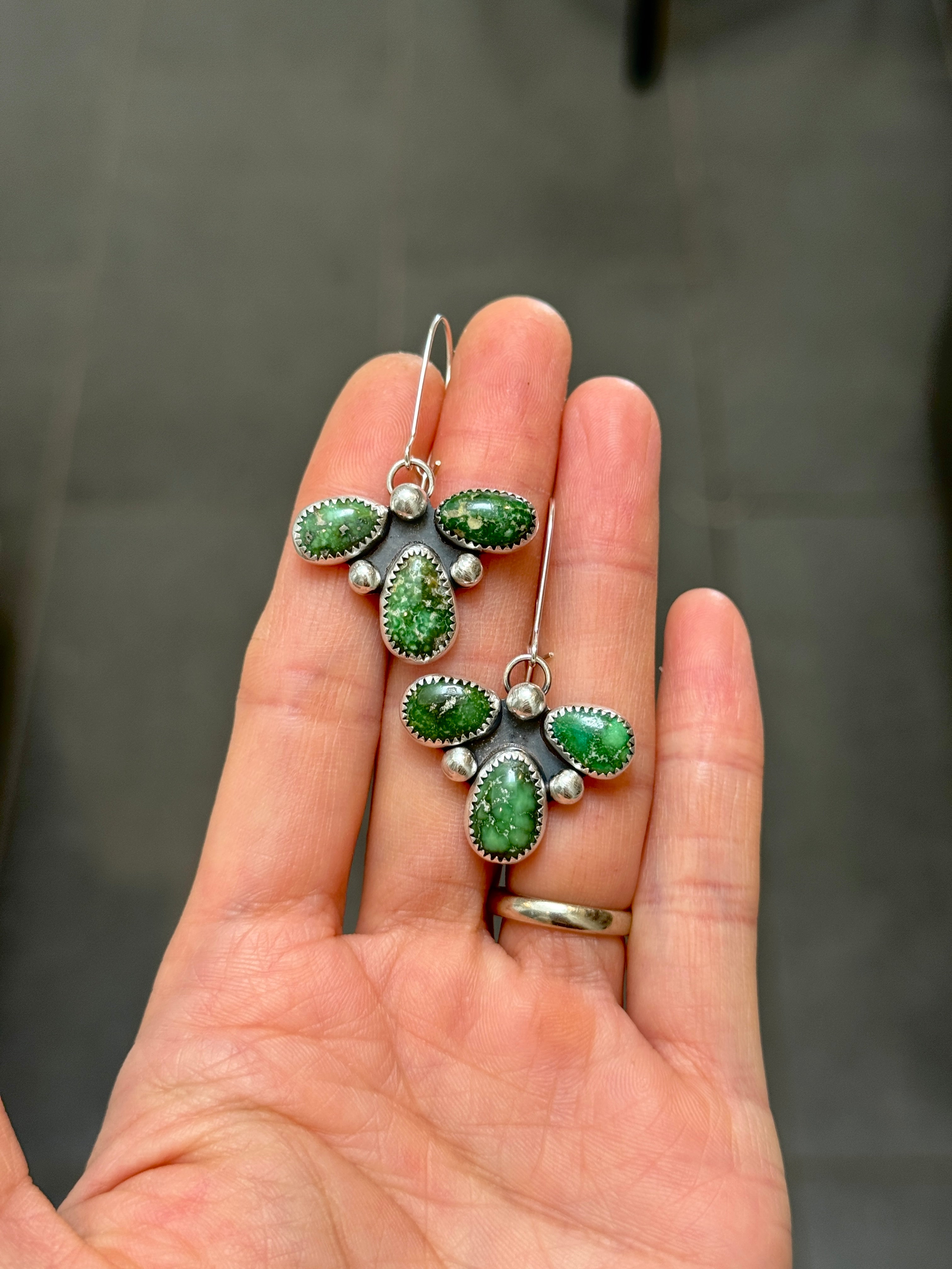 Artisanlab Jewelry Three Leaf Clover Turquoise Earrings- Ready to ship