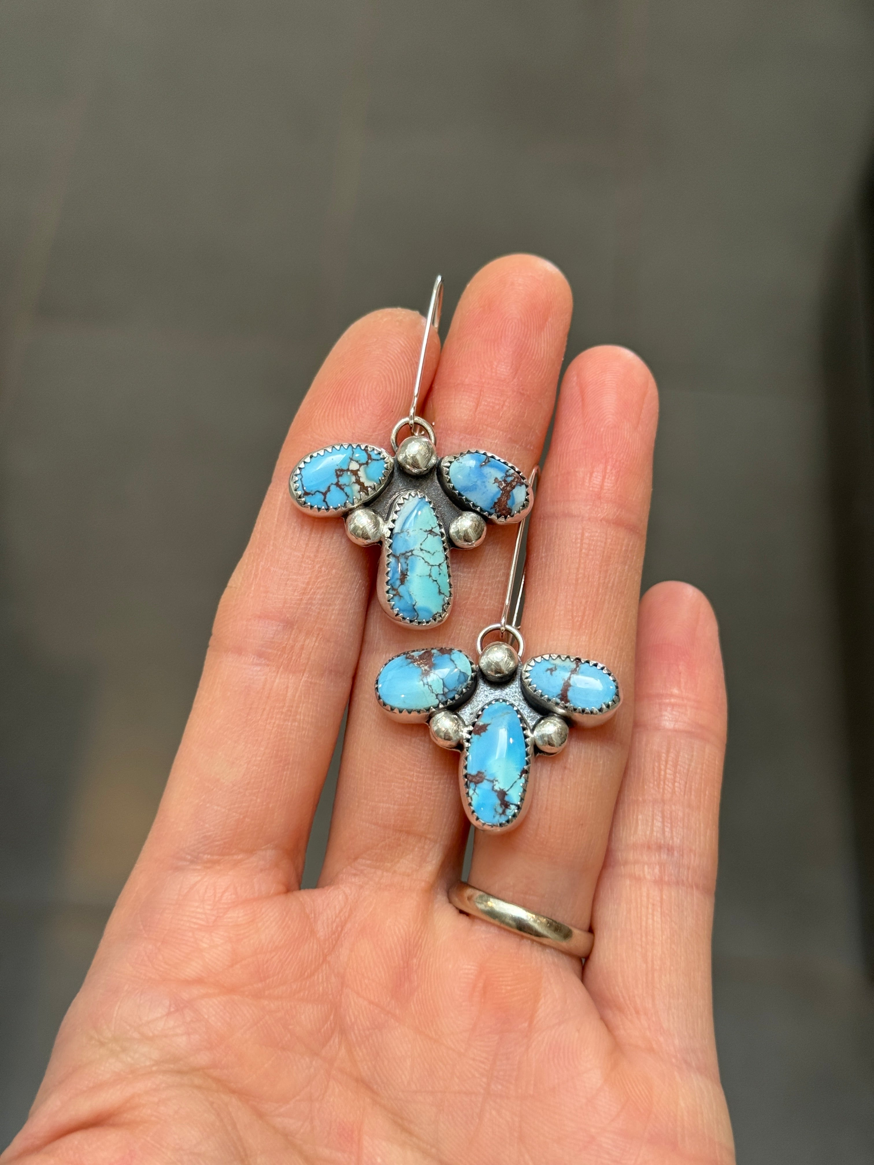 Artisanlab Jewelry Three Leaf Clover Turquoise Earrings- Ready to ship