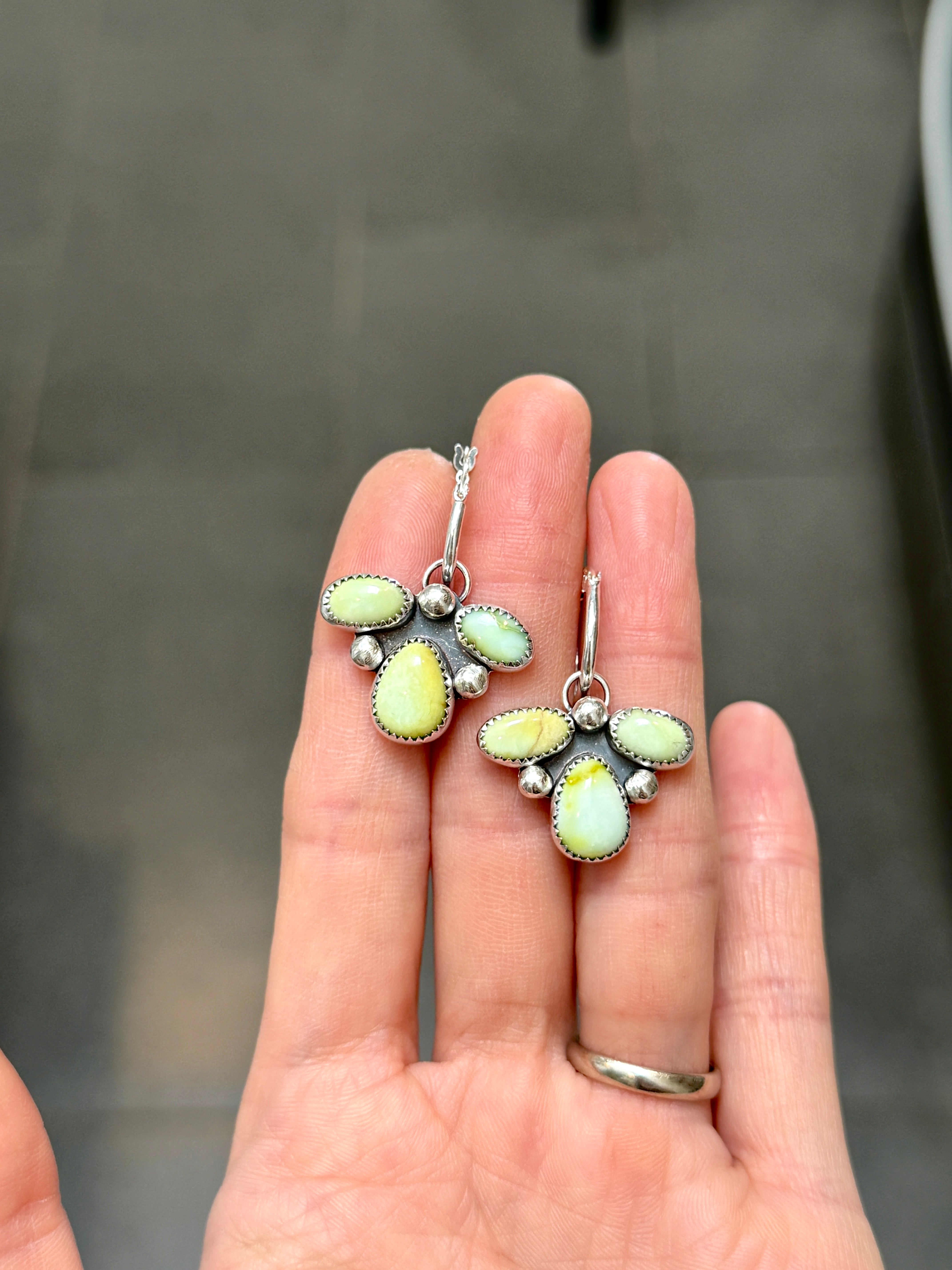 Artisanlab Jewelry Three Leaf Clover Turquoise Earrings- Ready to ship
