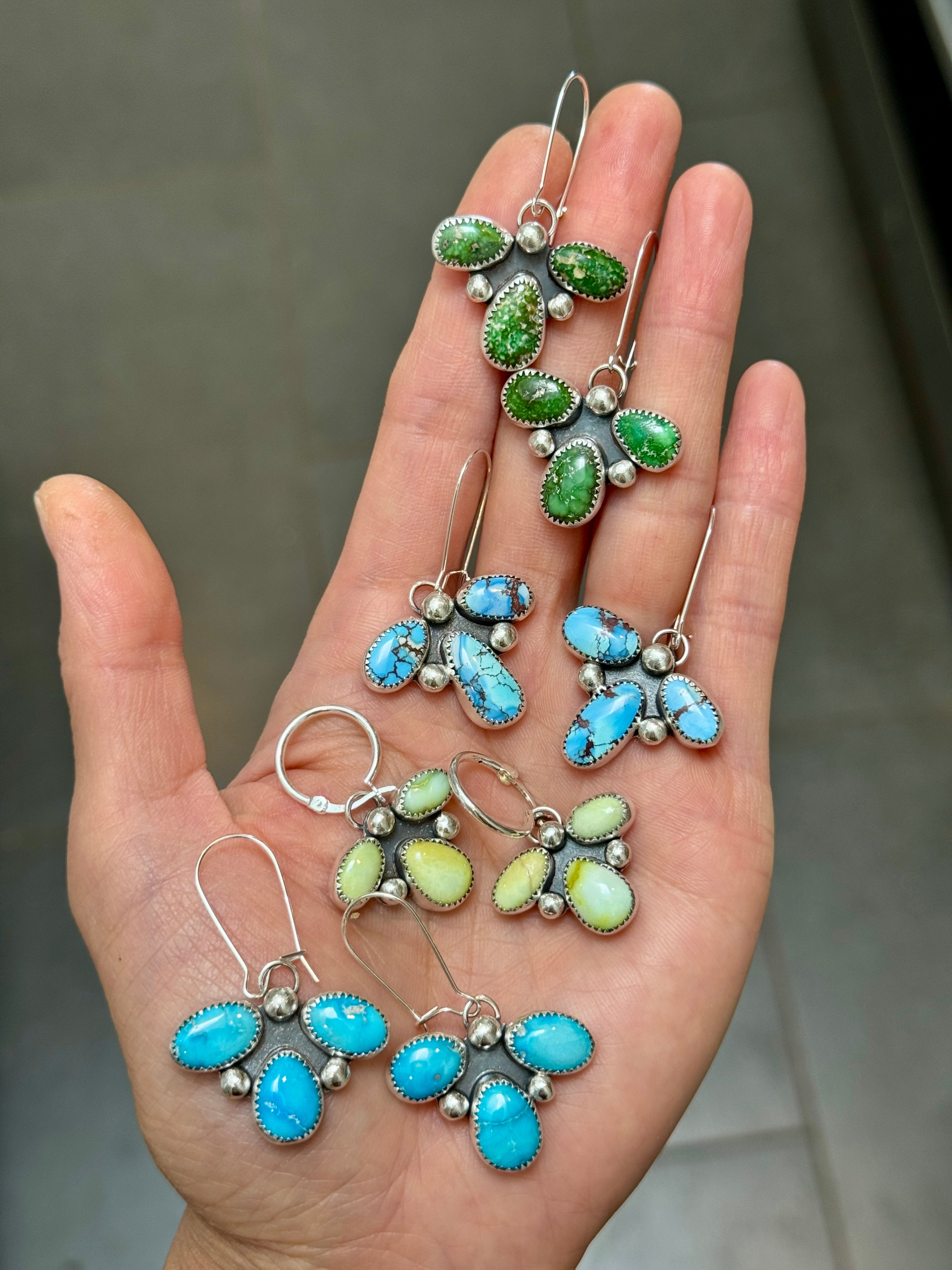Artisanlab Jewelry Three Leaf Clover Turquoise Earrings- Ready to ship