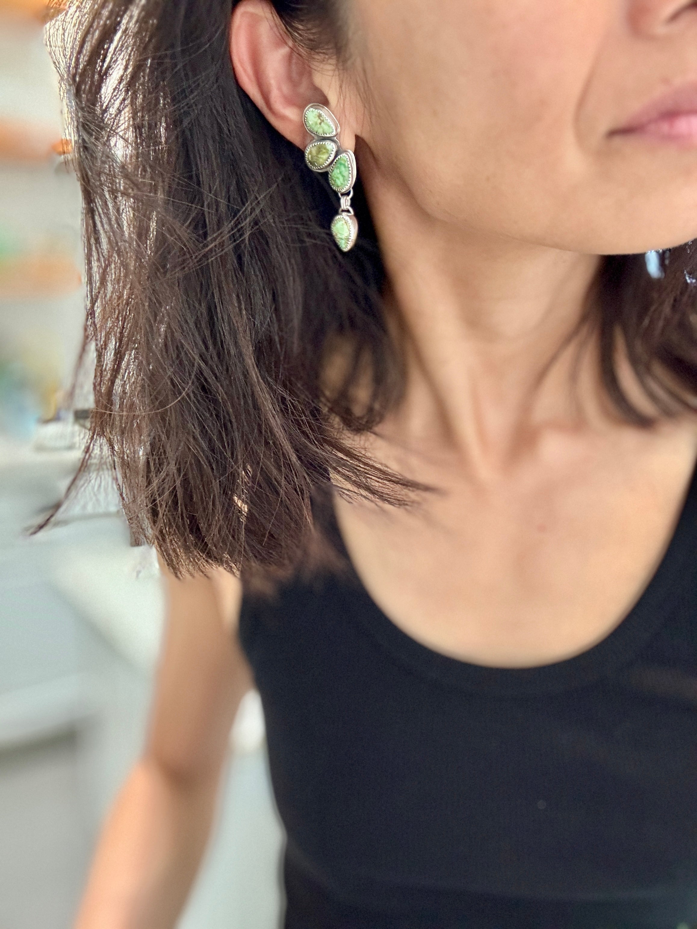 Artisanlab Jewelry Sonoran Gold Turquoise Statement Earrings