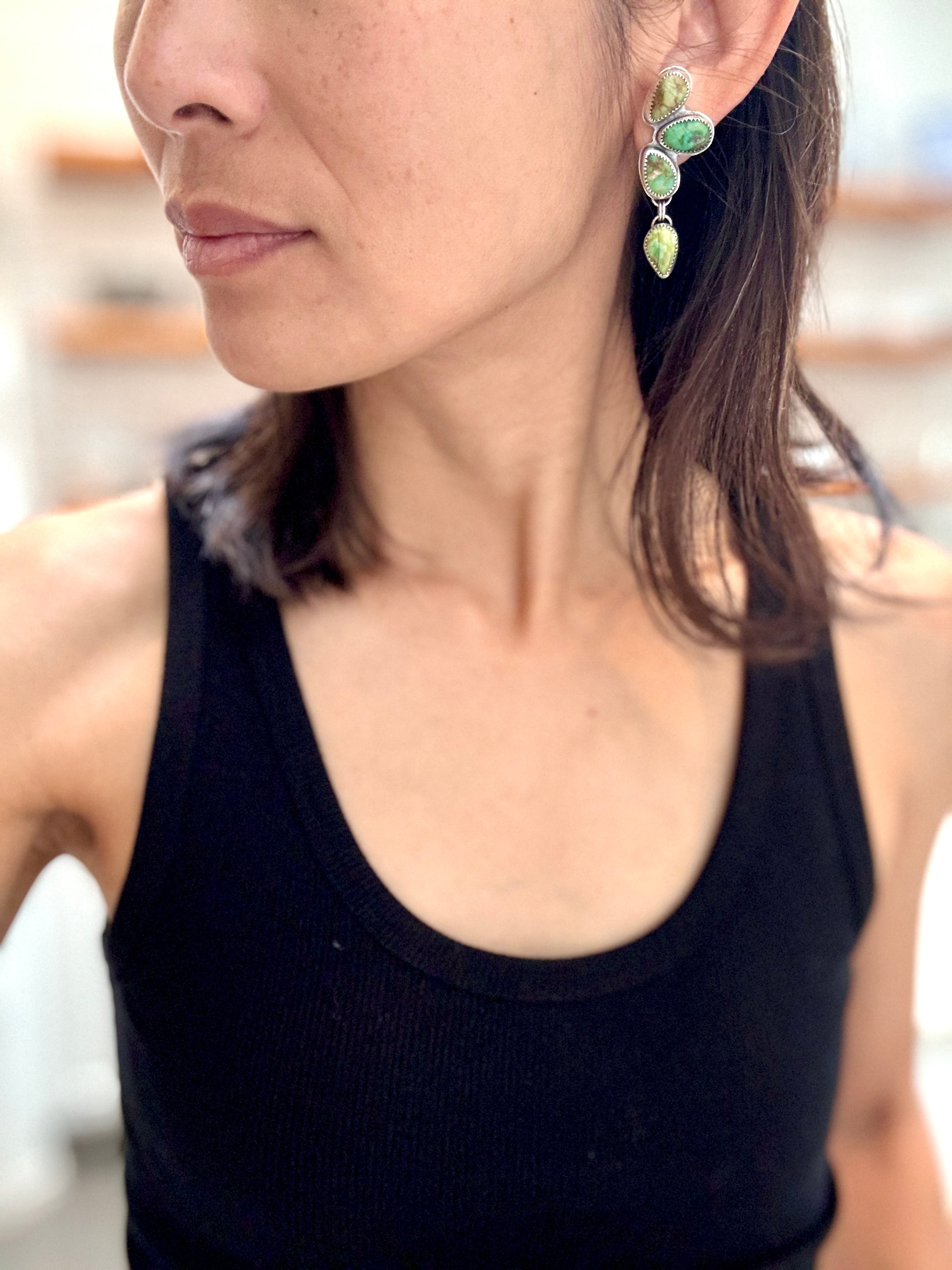Artisanlab Jewelry Sonoran Gold Turquoise Statement Earrings