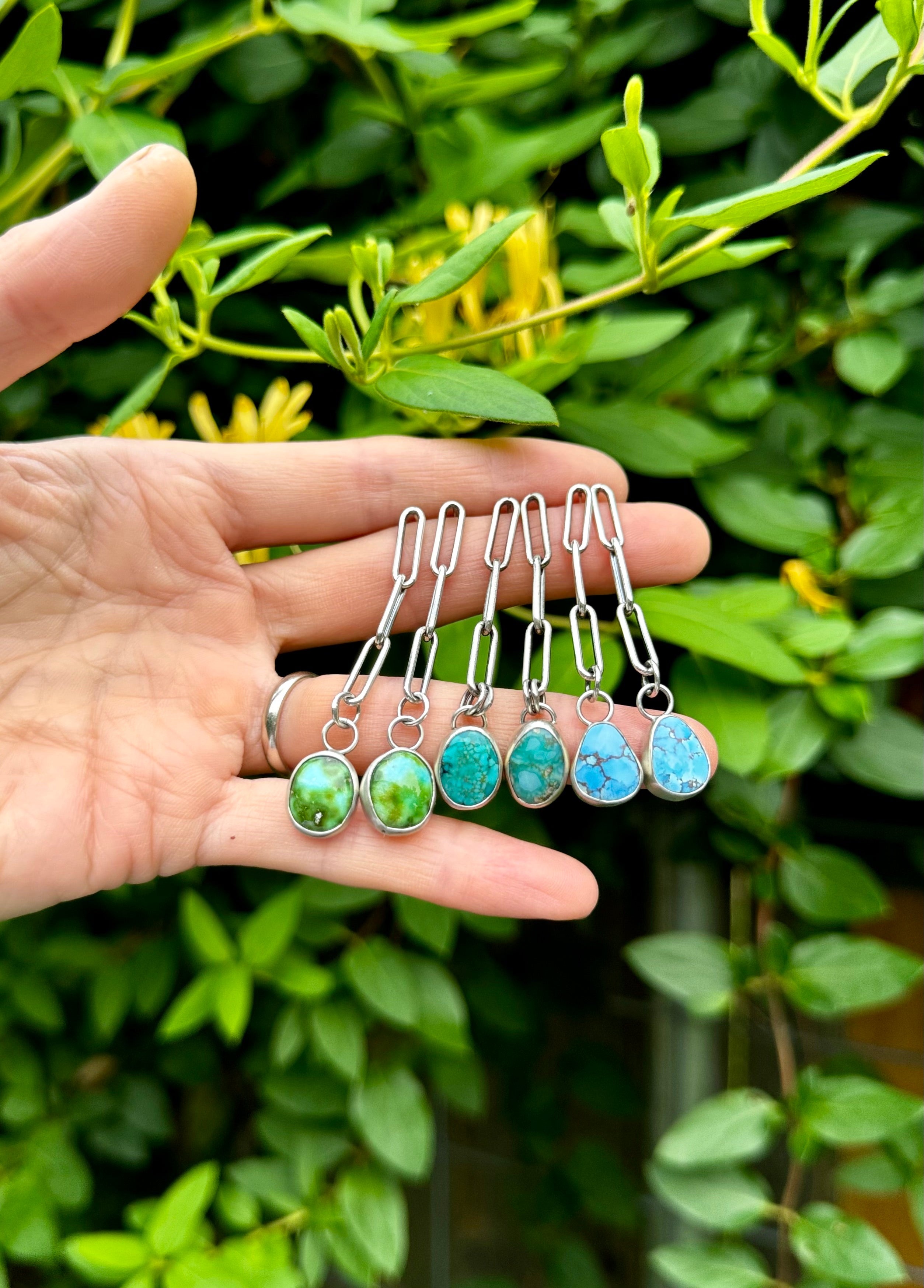 Artisanlab Jewelry Turquoise Paper Clip Link Earrings -Ready to ship!