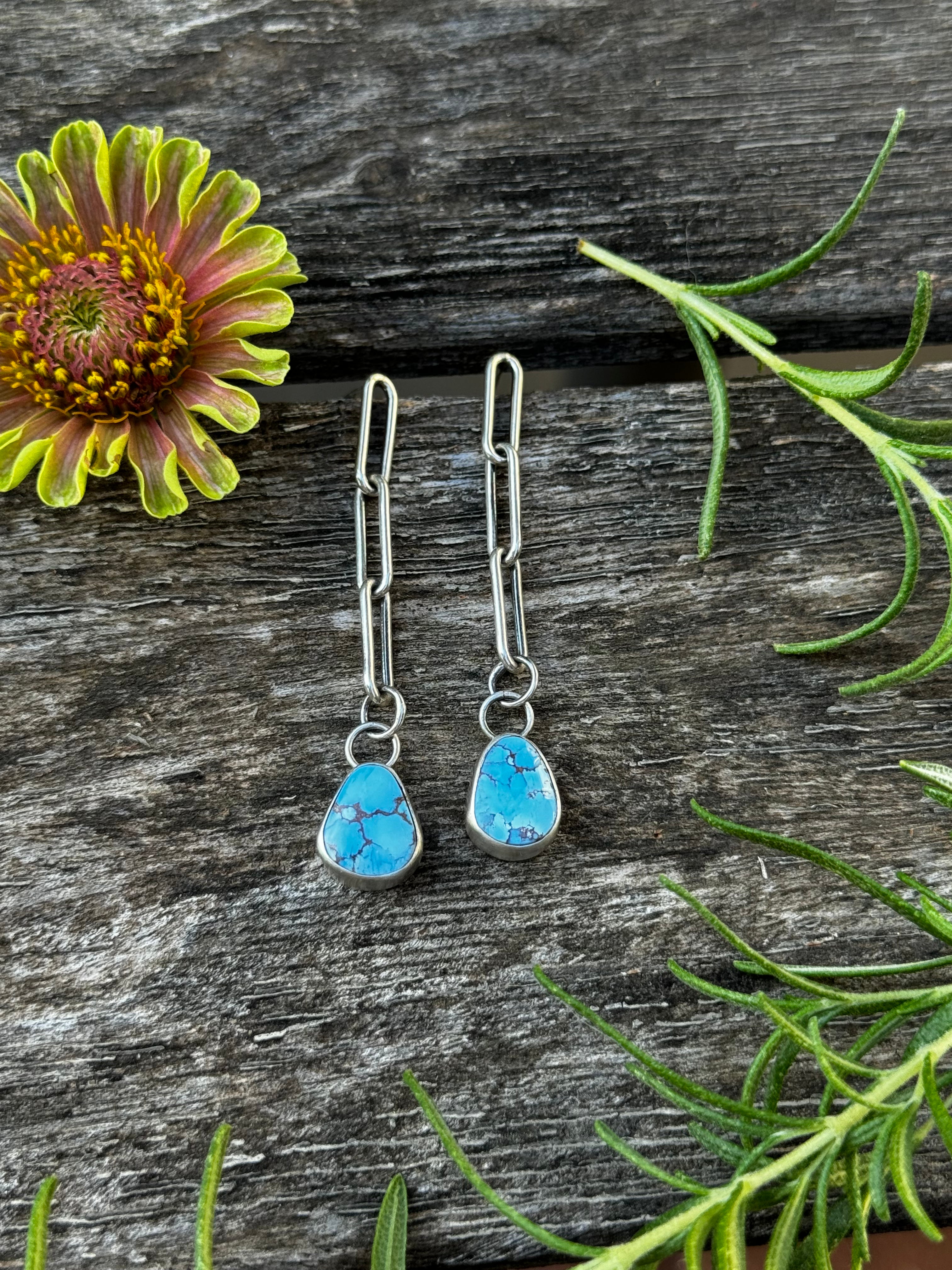 Artisanlab Jewelry Turquoise Paper Clip Link Earrings -Ready to ship!