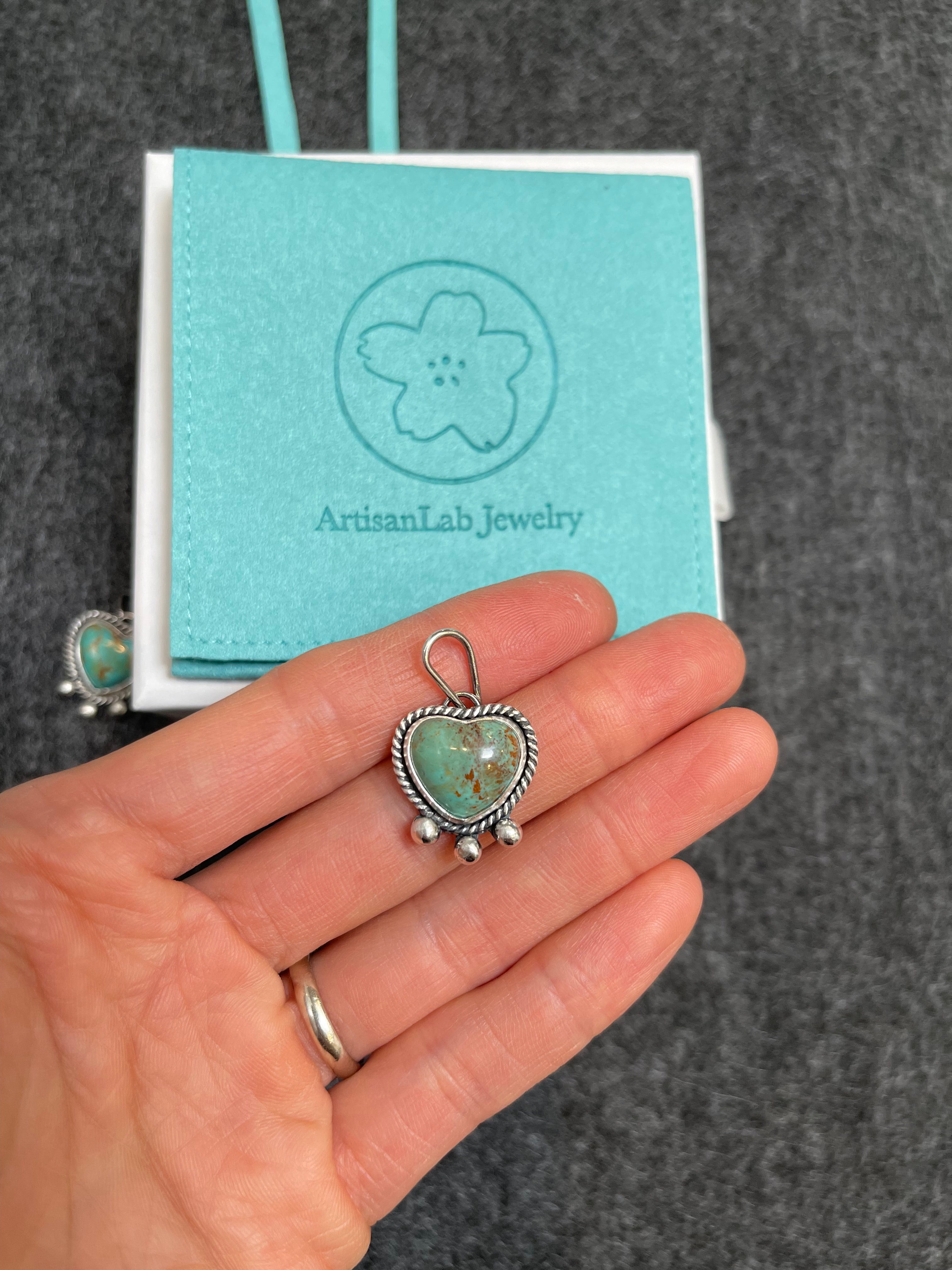 Kingman mini Heart Turquoise Necklace - Ready to ship!