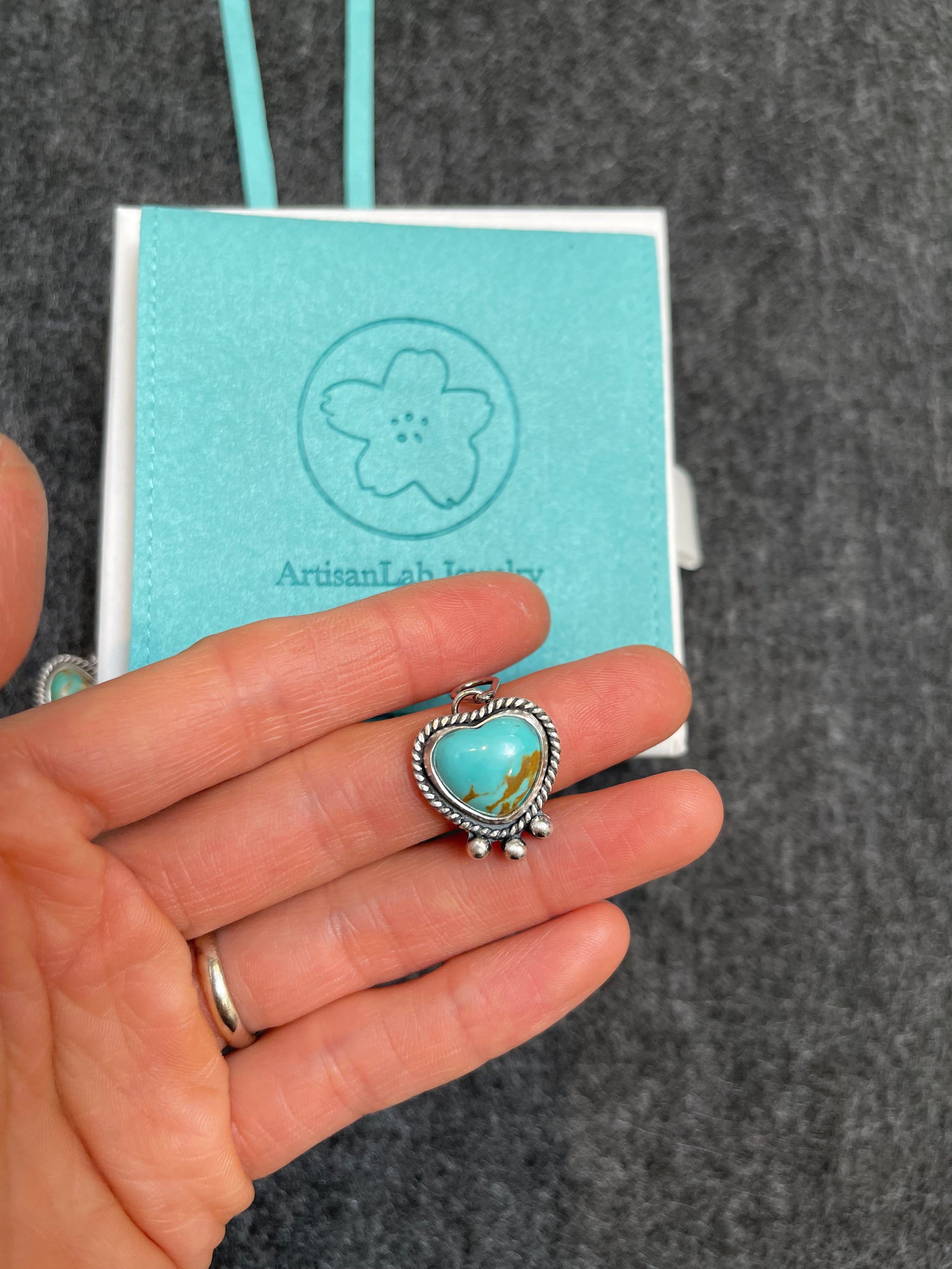 Kingman mini Heart Turquoise Necklace - Ready to ship!