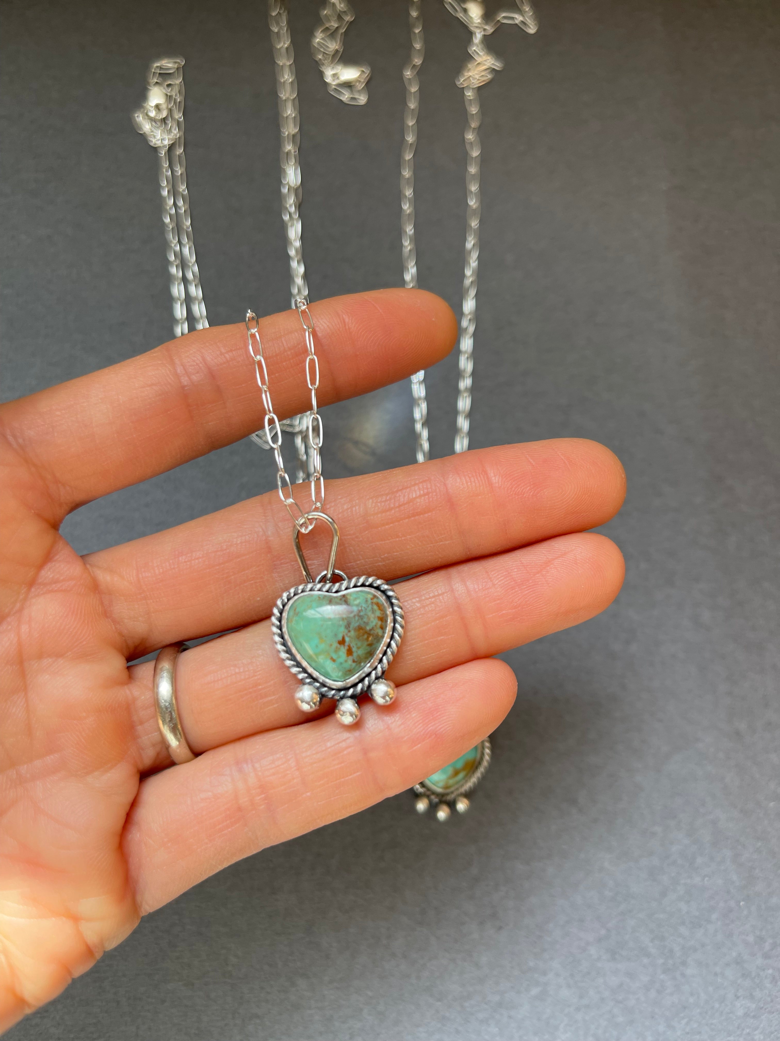 Kingman mini Heart Turquoise Necklace - Ready to ship!