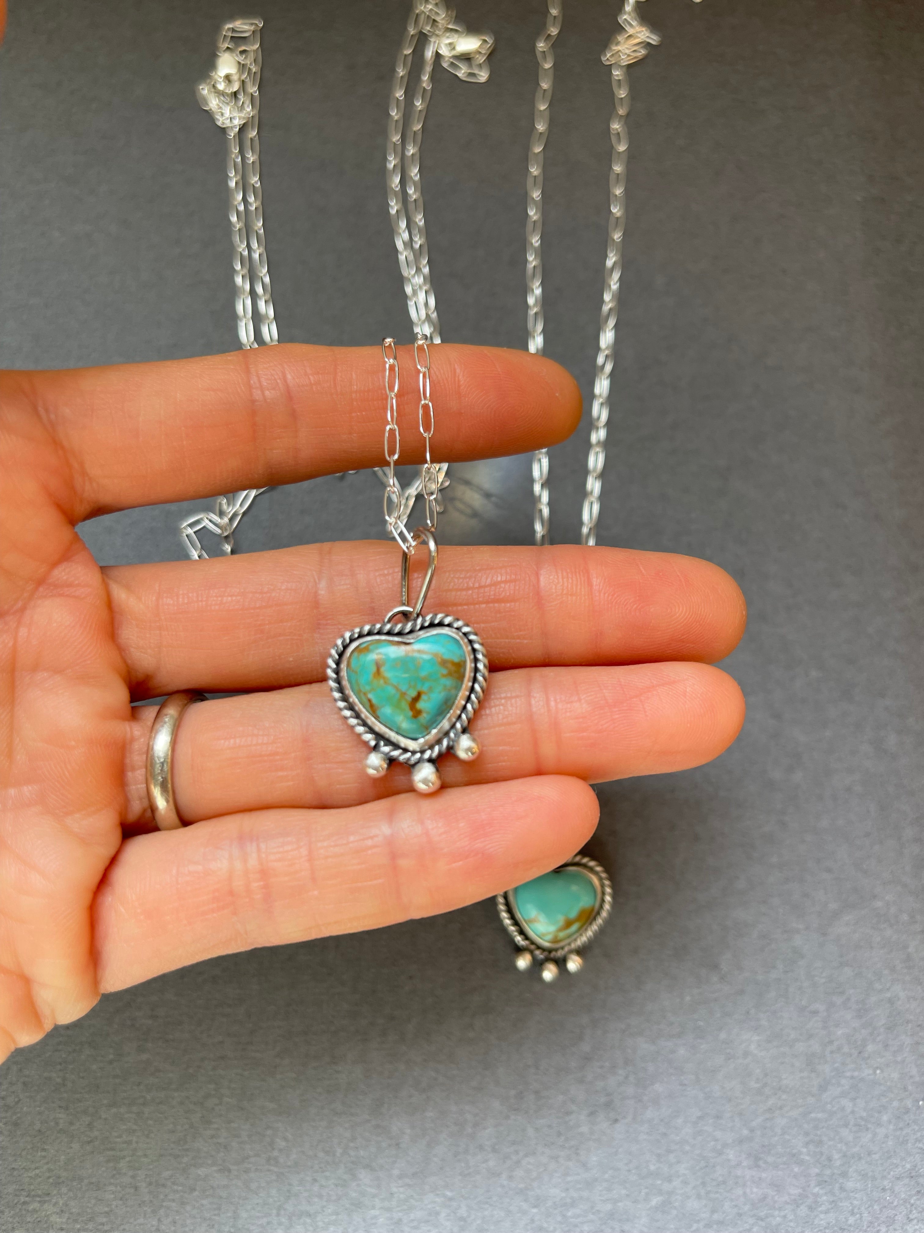 Artisanlab Jewelry Sterling Silver Kingman Turquoise Mini Heart Necklace - Ready to ship!