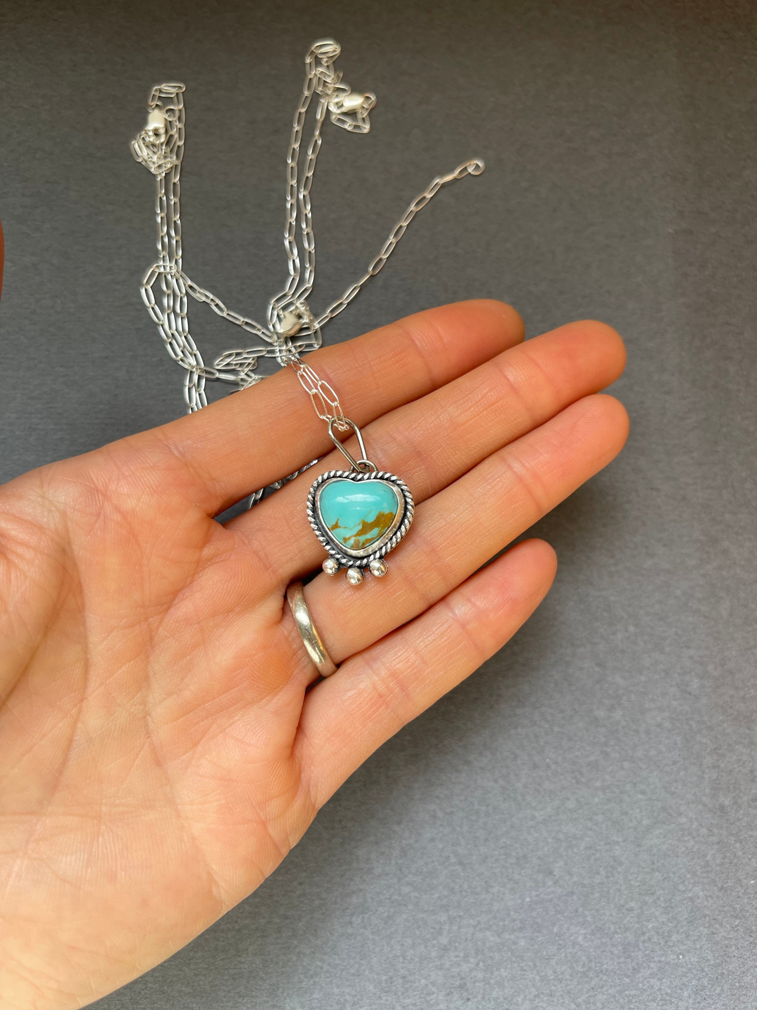 Kingman mini Heart Turquoise Necklace - Ready to ship!