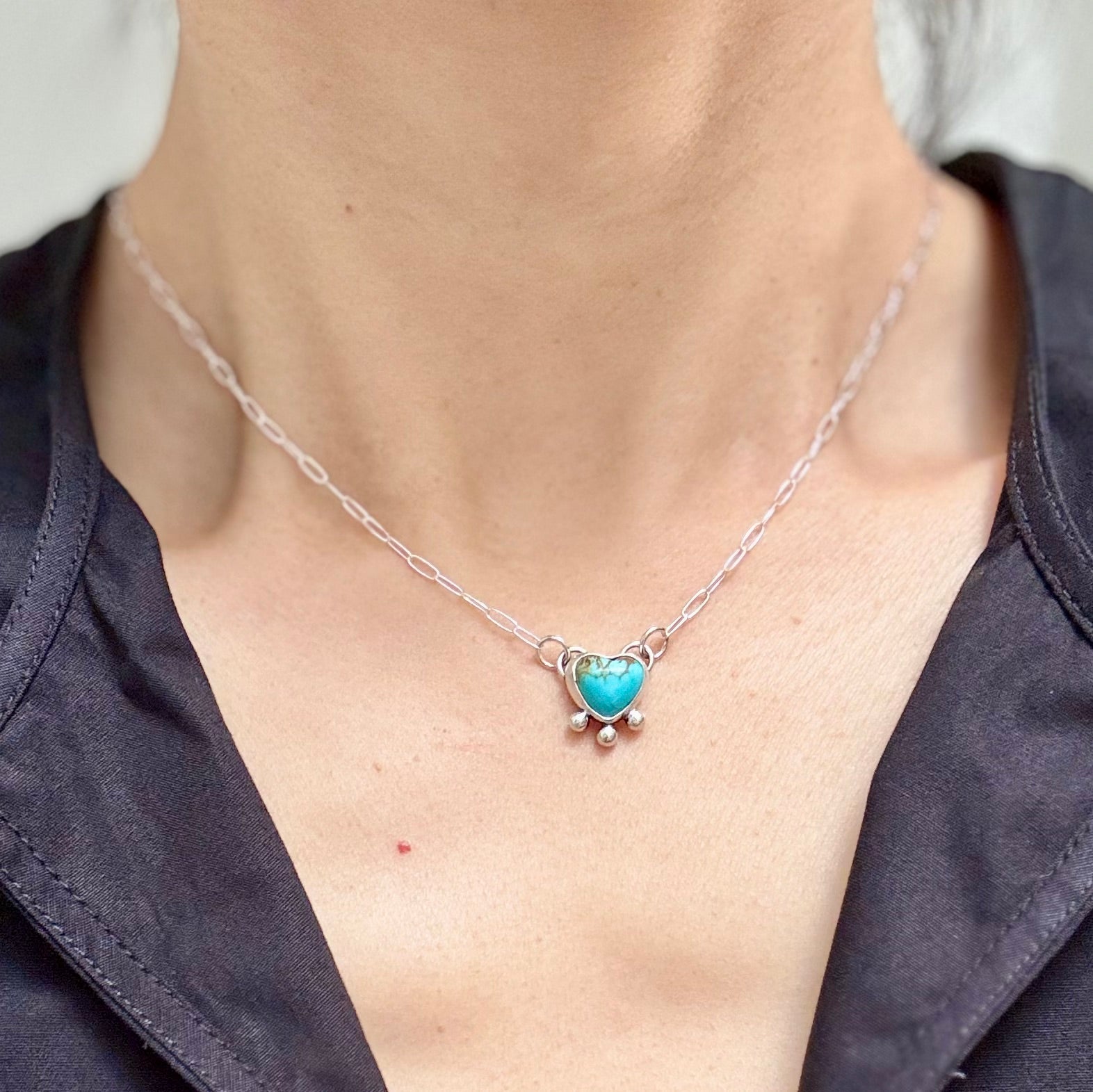 Artisanlab Jewelry Kingman Mini Heart Turquoise Dainty Necklace - Ready to ship!