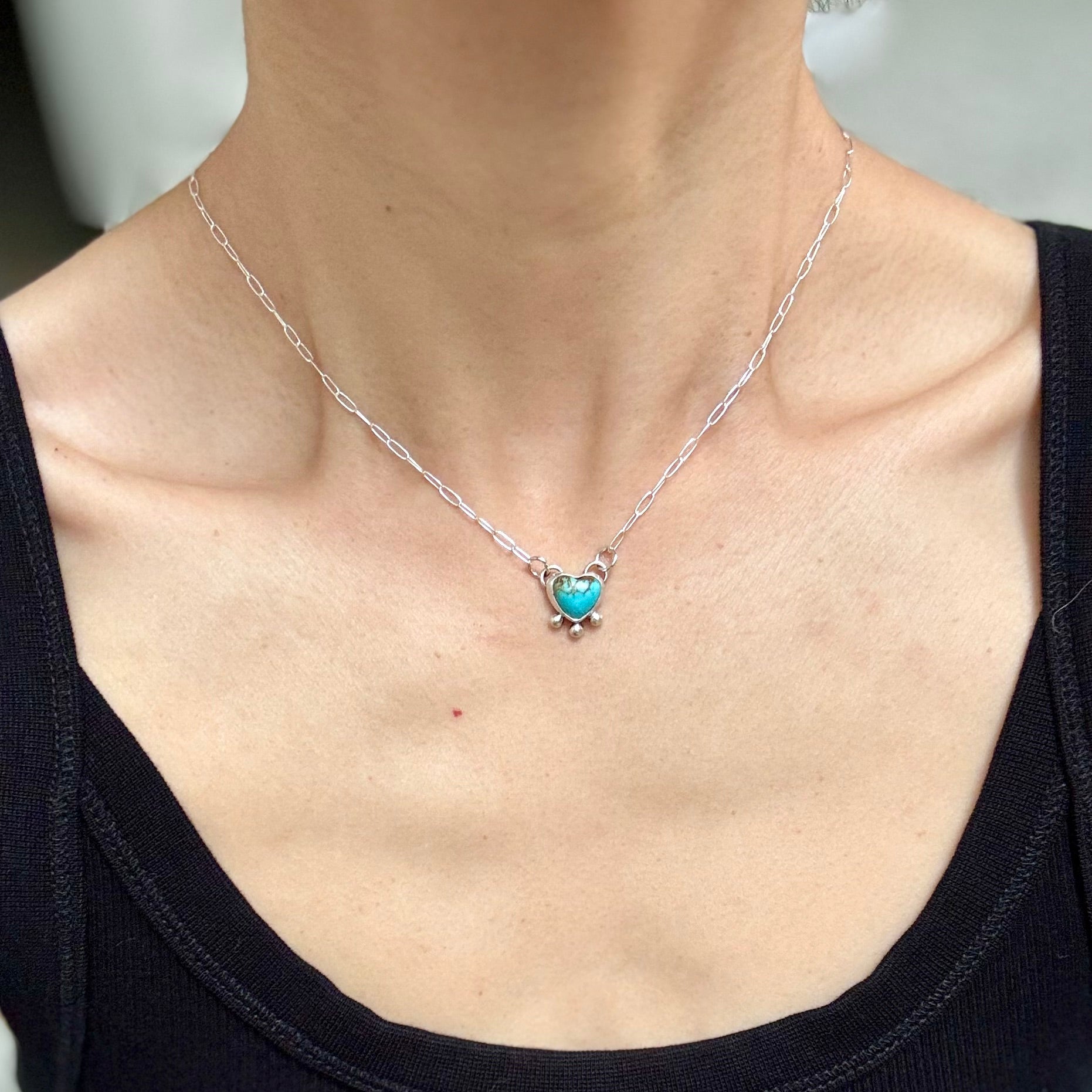 Artisanlab Jewelry Kingman Mini Heart Turquoise Dainty Necklace - Ready to ship!