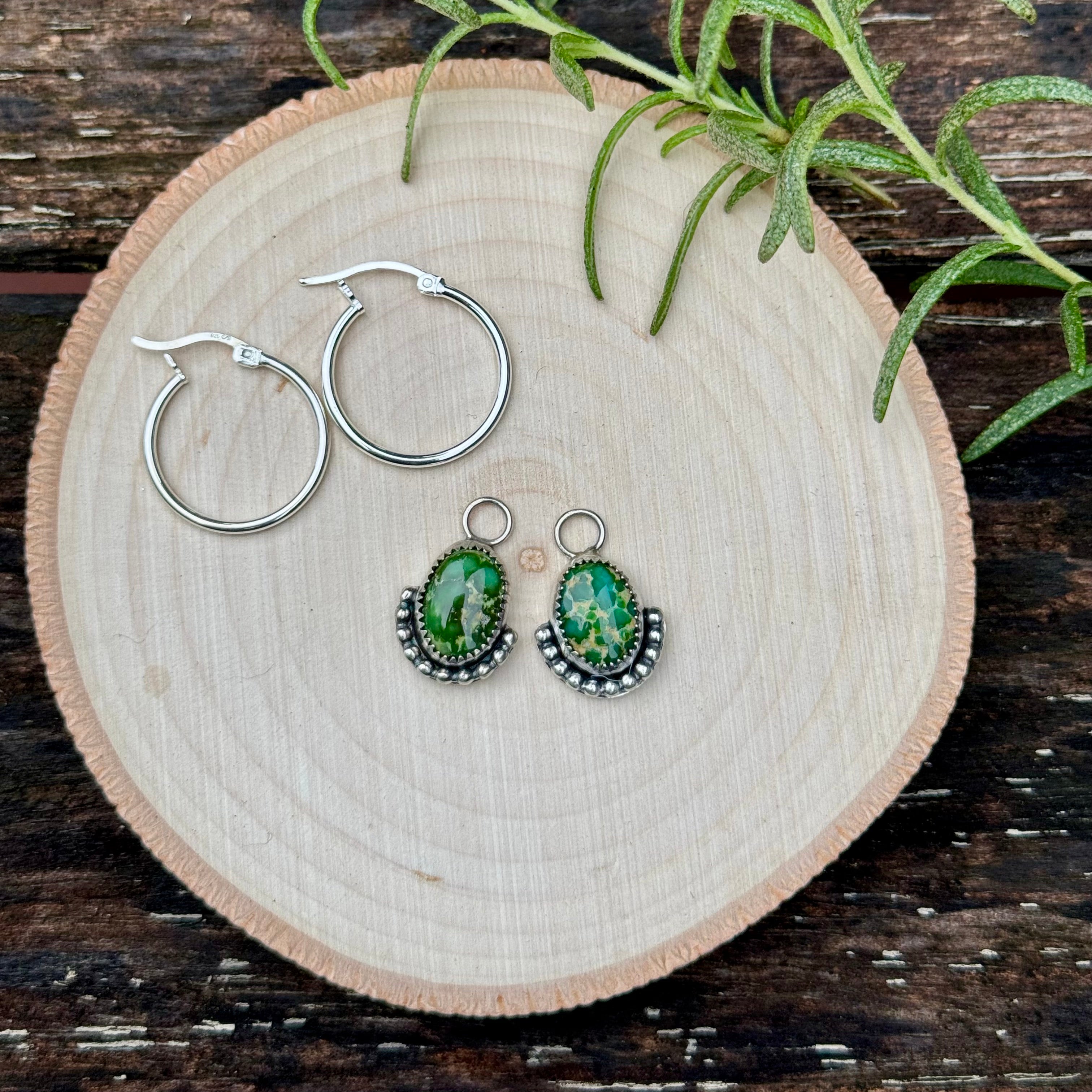 Artisanlab Jewelry Sonoran Gold Green Turquoise Hoop Earrings -Ready to ship