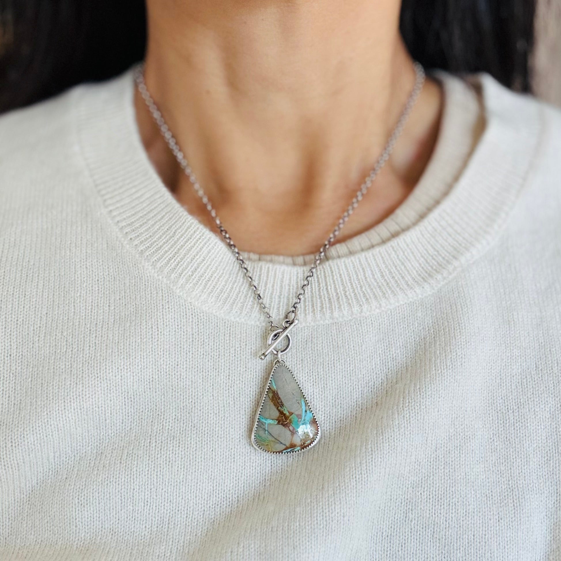 Artisanlab Jewelry Royston Ribbon Turquoise Toggle Necklace -Ready to ship!