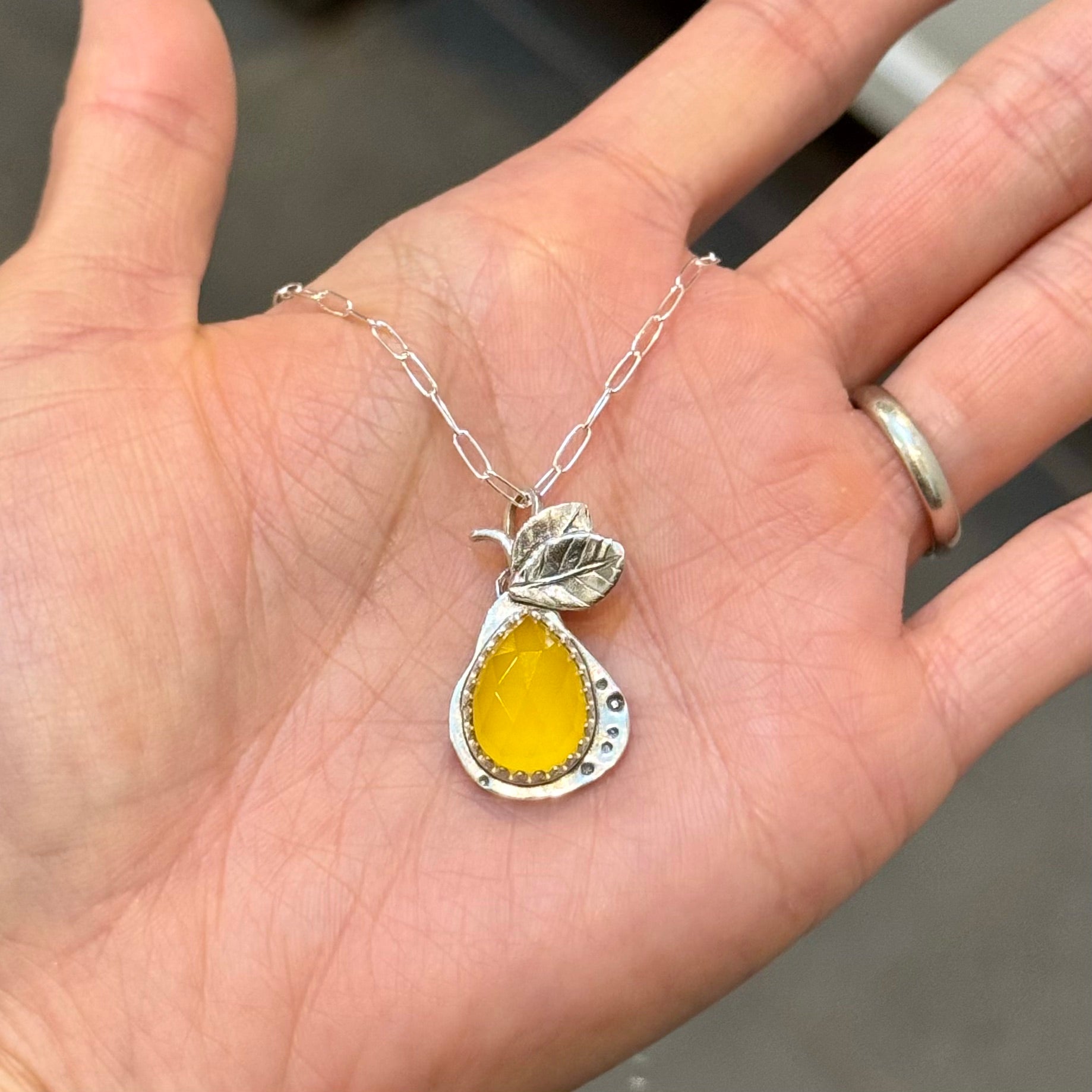 Artisanlab Sterling Silver with Gem Pear Necklace -Harvest Mini Collection