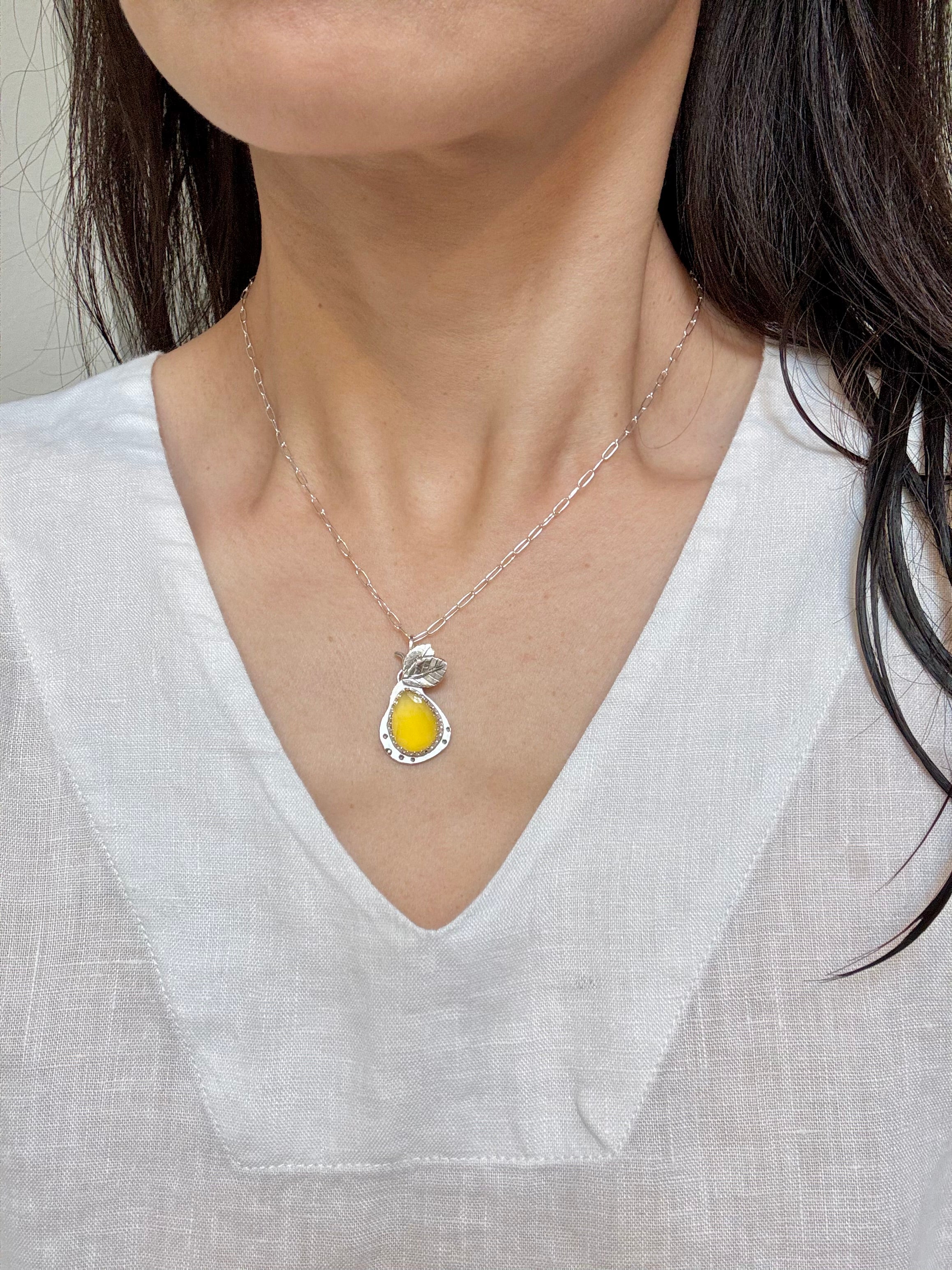Artisanlab Sterling Silver with Gem Pear Necklace -Harvest Mini Collection
