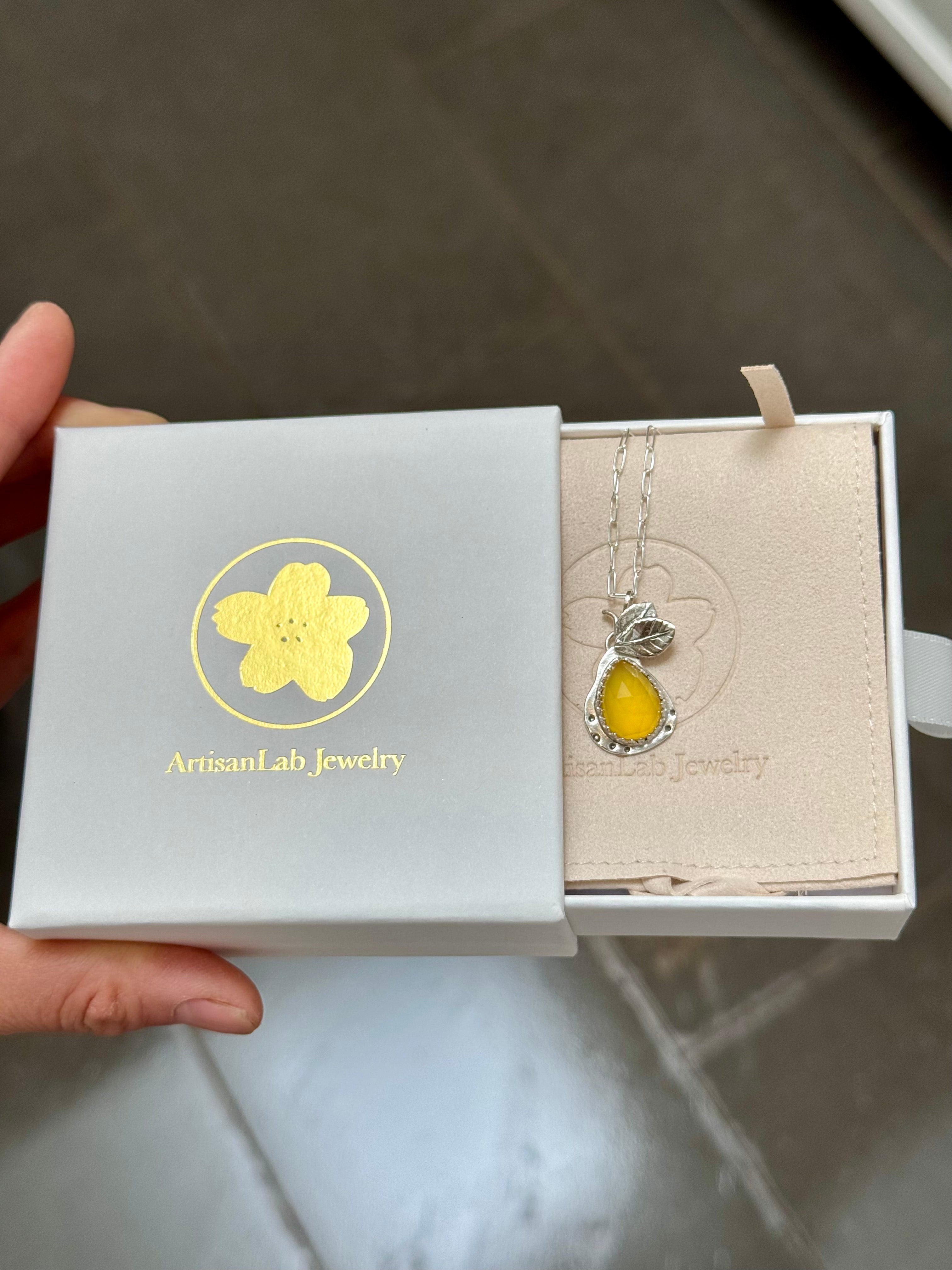 Artisanlab Sterling Silver with Gem Pear Necklace -Harvest Mini Collection