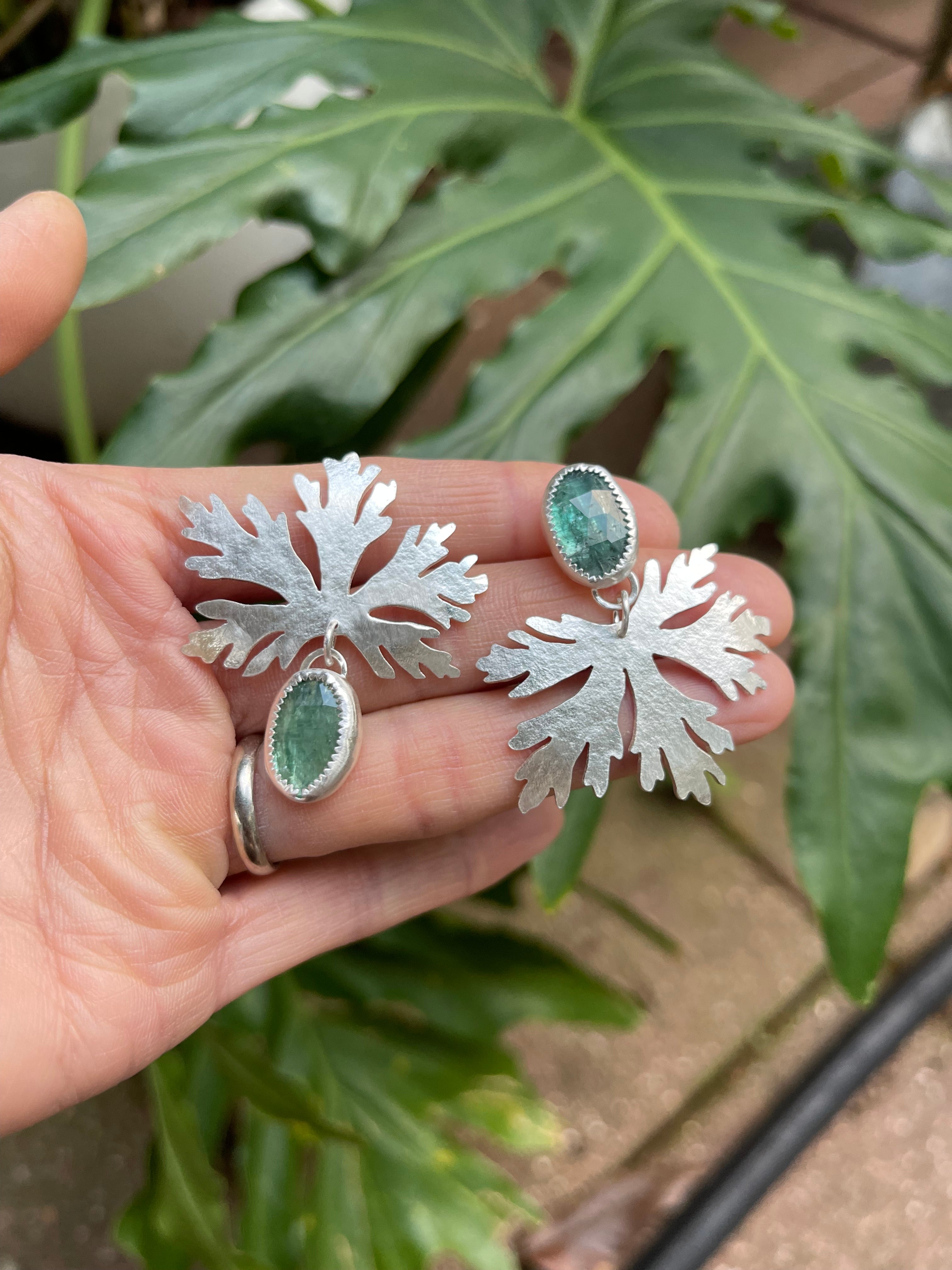 Artisanlab Jewelry Sterling silver Garden Leaf Earrings -Wild Geranium