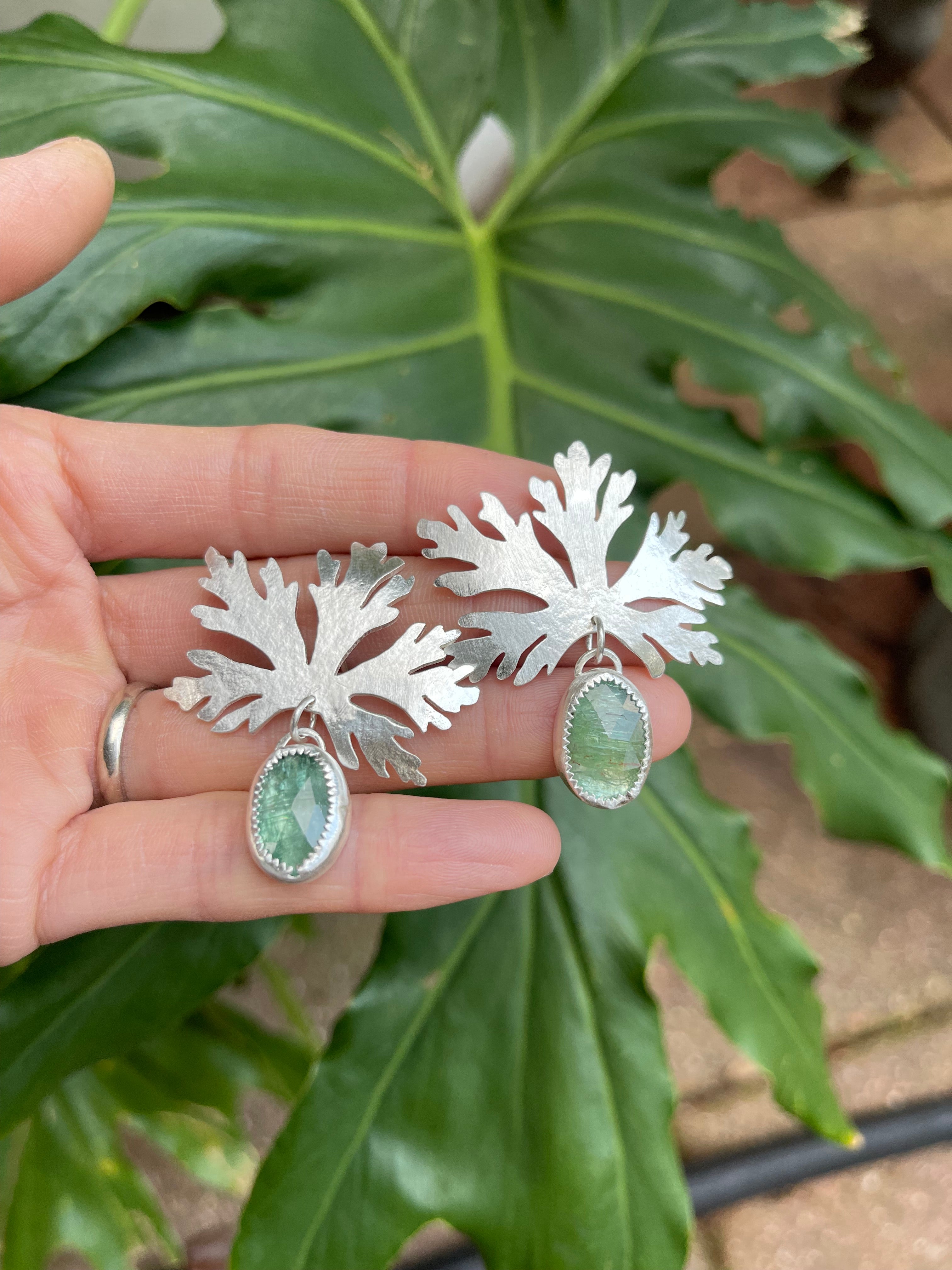 Artisanlab Jewelry Sterling silver Garden Leaf Earrings -Wild Geranium