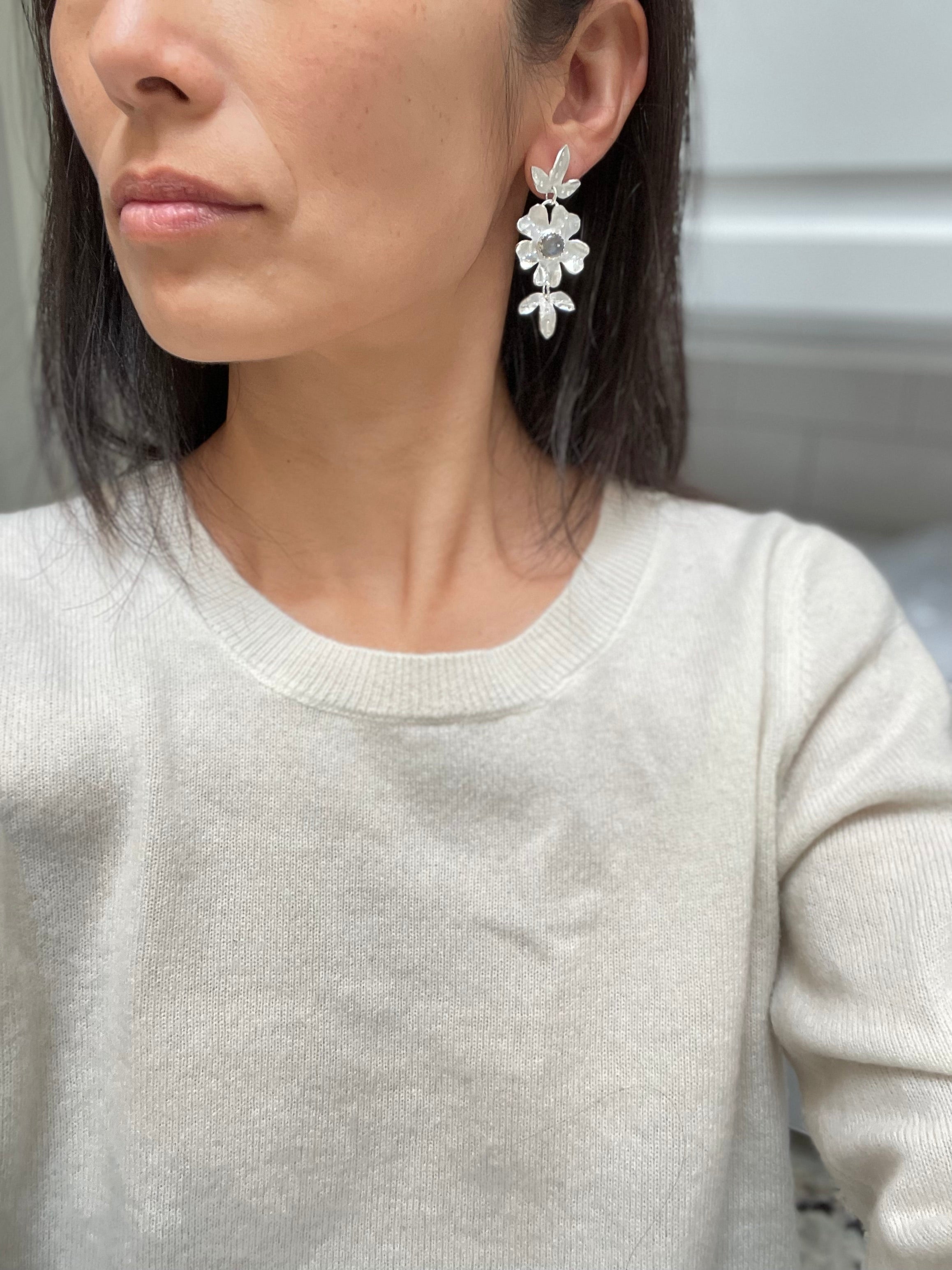 Artisanlab Jewelry Sterling Silver Botanical GARDEN Earrings- Black-eyed Susan